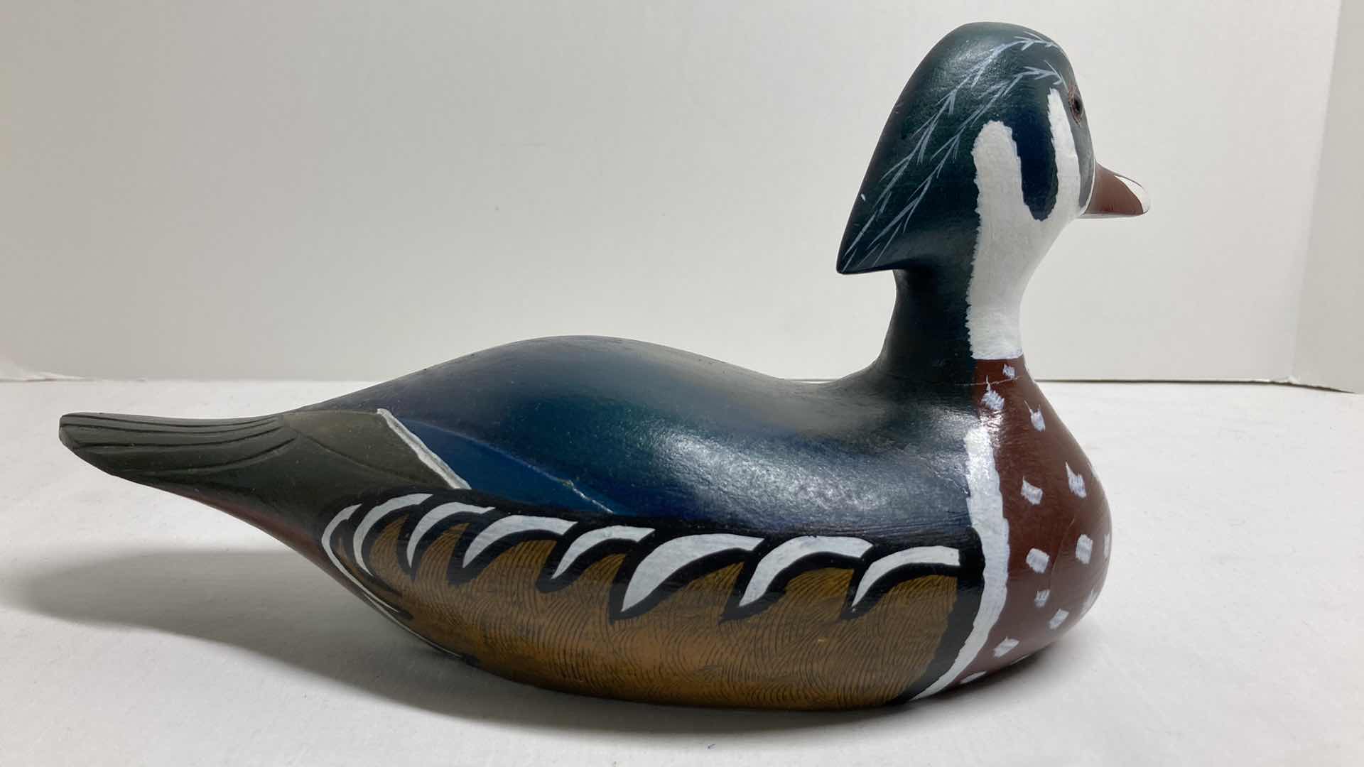 Photo 3 of HAND PAINTED WOOD DUCK 4.75” X 11.5” H5.75”