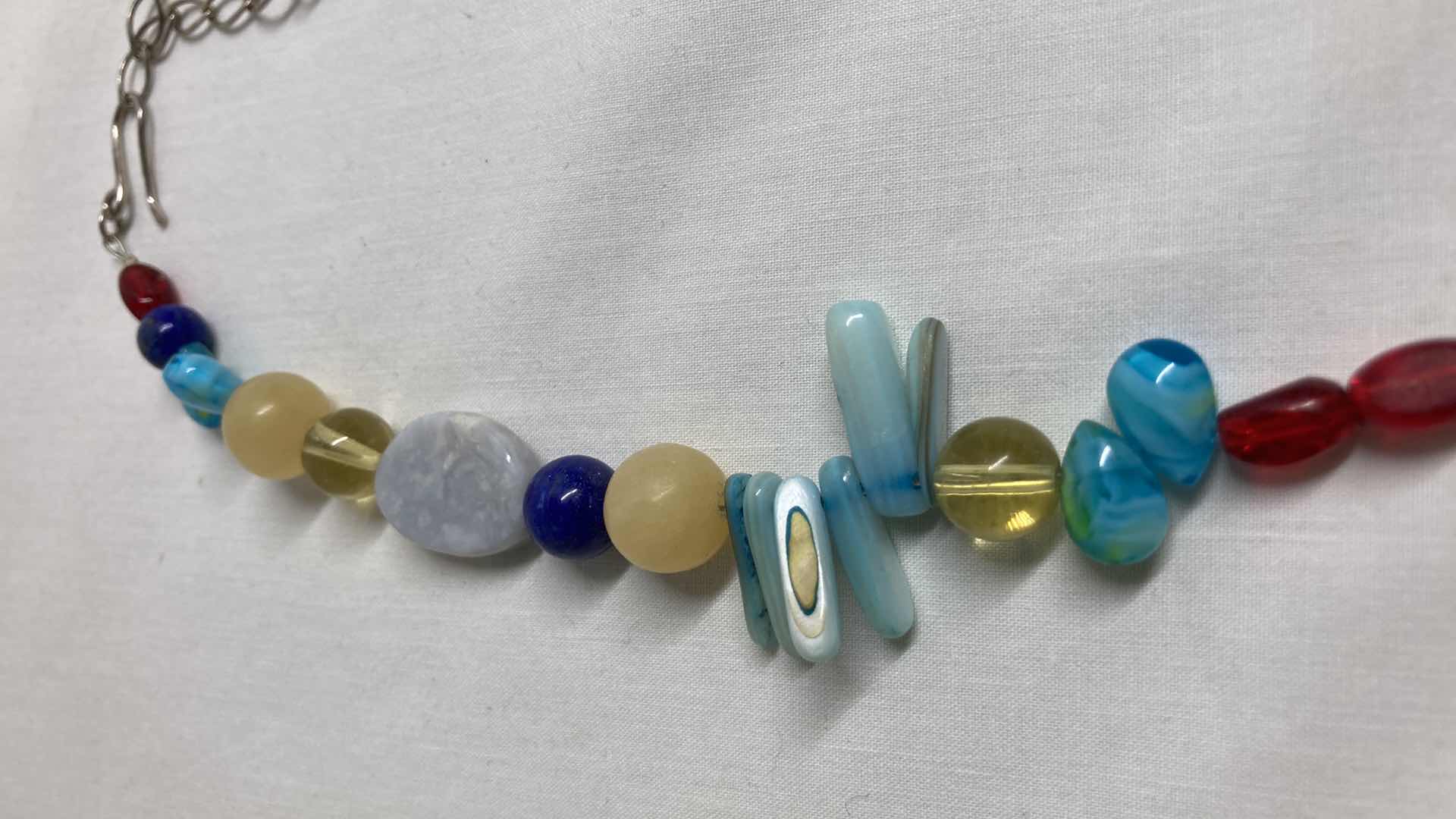 Photo 4 of MULTI COLORED BEAD & STONE NECKLACE 0.75” X 24.5”