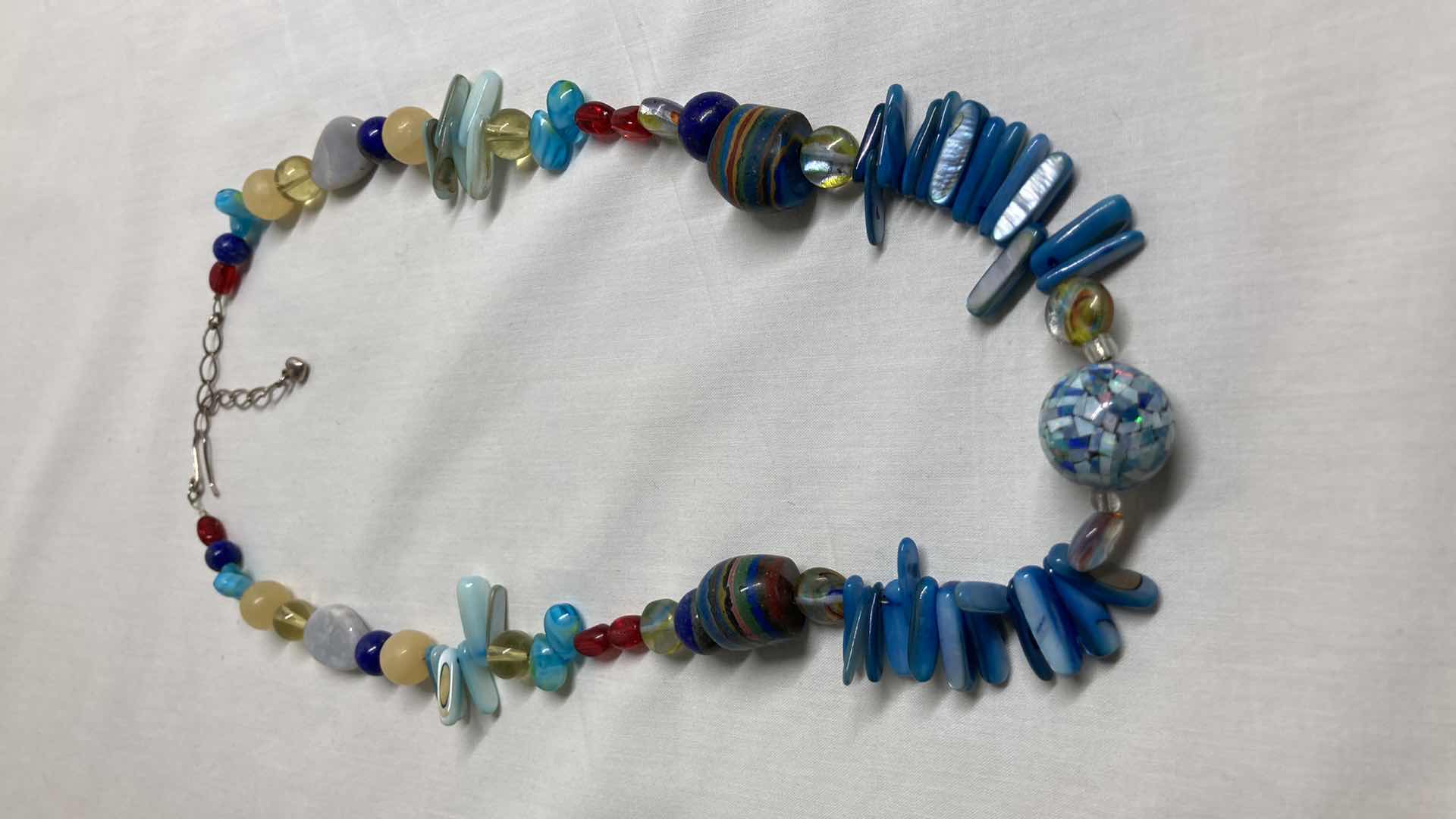 Photo 1 of MULTI COLORED BEAD & STONE NECKLACE 0.75” X 24.5”