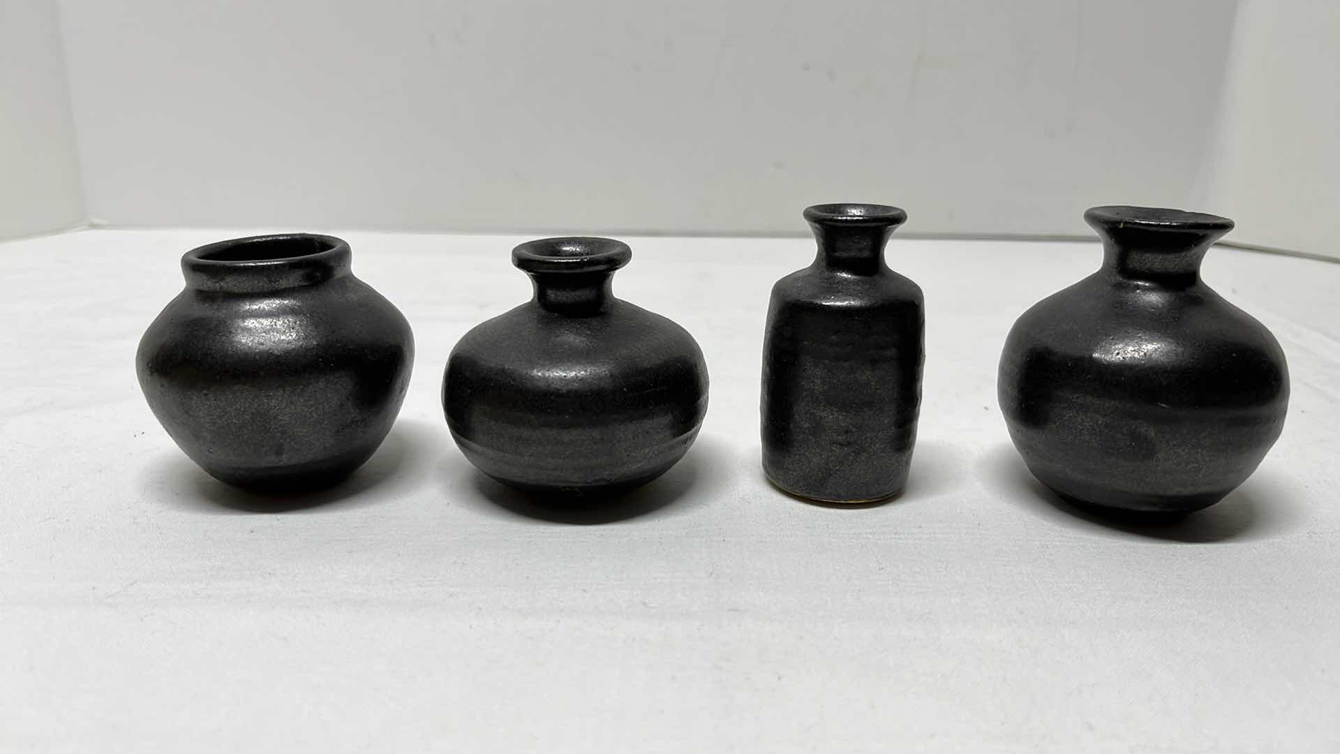 Photo 4 of CLAY 3”H GLASSES & CLAY POTTERY VASES 2.75”H (8 PCS)