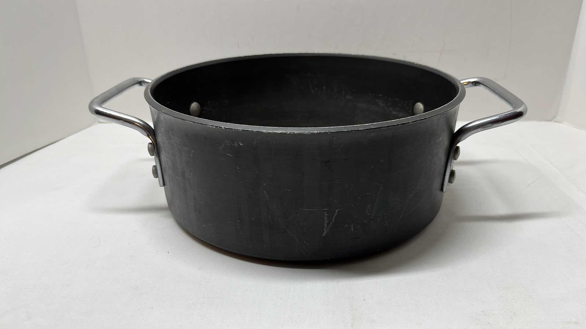 Photo 2 of VINTAGE COMMERCIAL ALUMINUM COOKWARE HEAVY DUTY 5 QT DUTCH OVEN W NO LID, 1 QT SAUCE PAN W LID & .5 QT DUAL SPOUT  SAUCE PAN BUTTER POT (G8785, G5001, G1700)