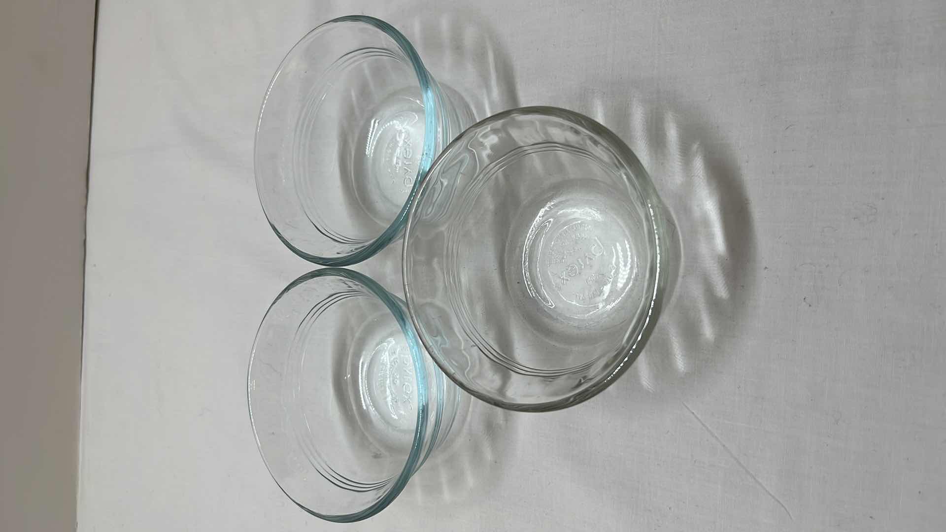 Photo 4 of PYREX GLASS MEASURING CUPS (2), 6 OZ MEASURING BOWLS (3) & RUBBERMAID GLASS SQUARE BOWLS (2)