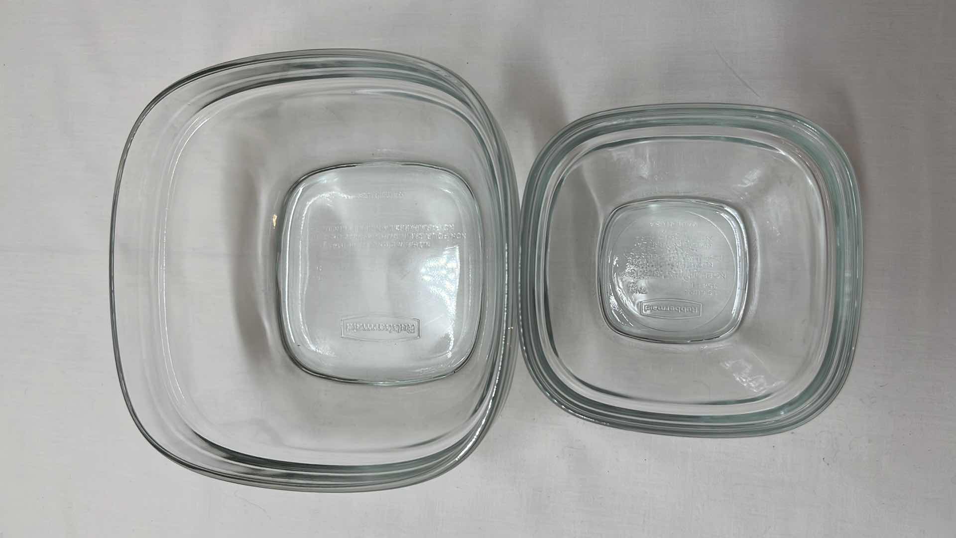 Photo 4 of PYREX GLASS MEASURING CUPS (2) & RUBBERMAID GLASS SQUARE BOWLS (2)