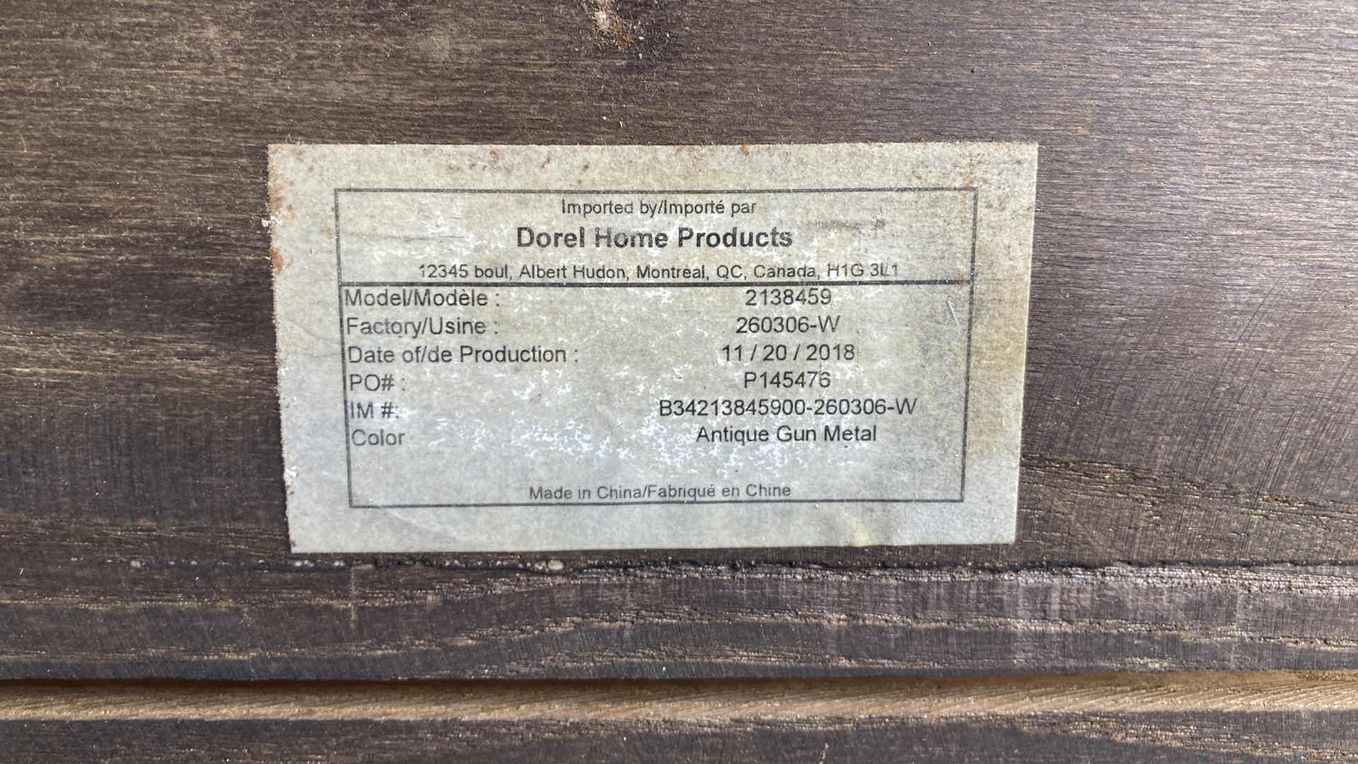 Photo 4 of DOREL HOME ANTIQUE GUN METAL FINISH WOOD TABLE TOP ONLY 31.5” X 31.5”