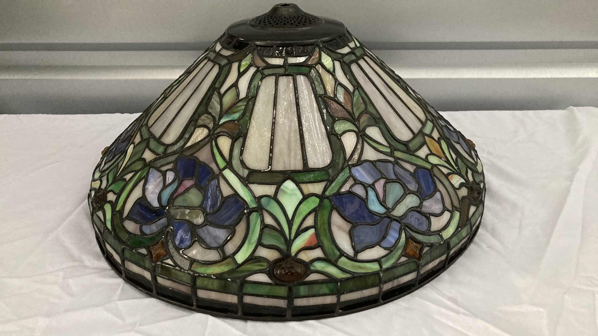 Photo 1 of FLORAL MULTI COLORED STAIN GLASS LAMP SHADE 18” X 9”