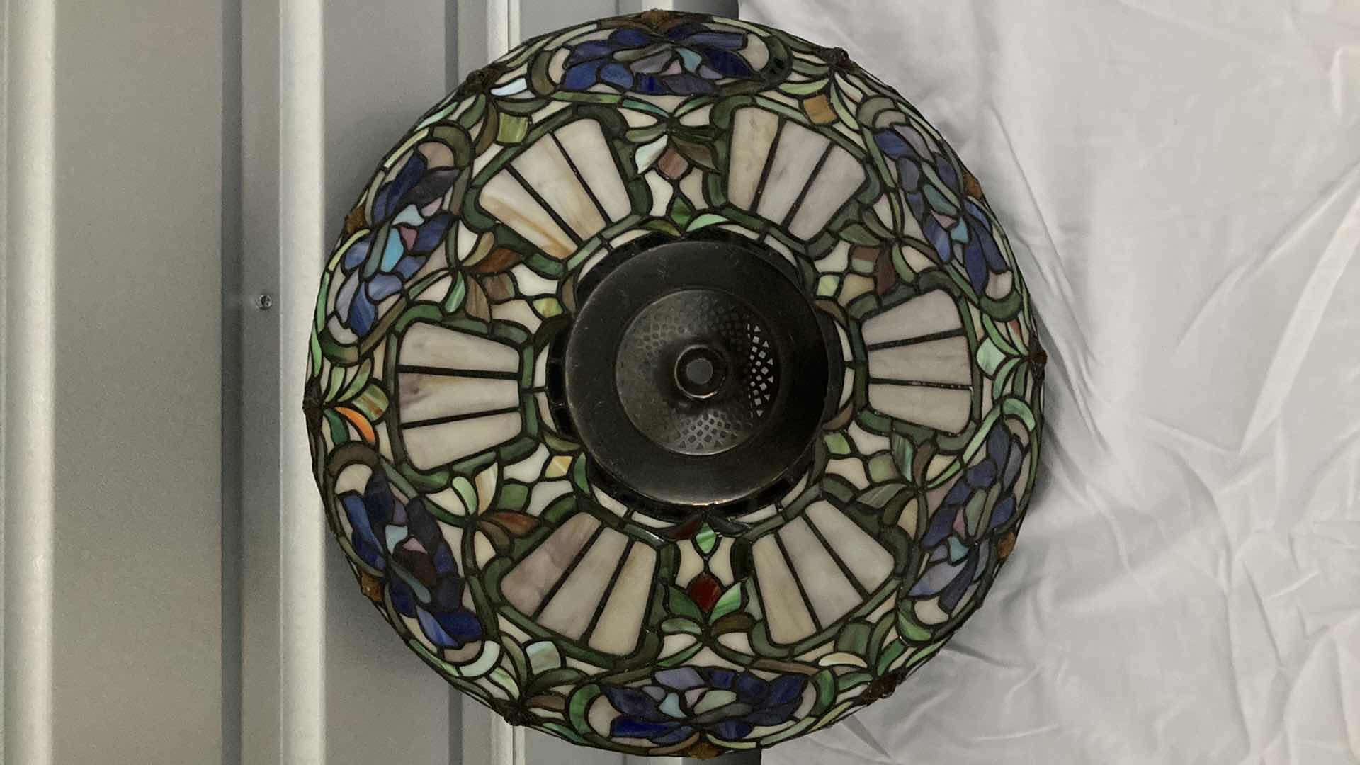 Photo 4 of FLORAL MULTI COLORED STAIN GLASS LAMP SHADE 18” X 9”