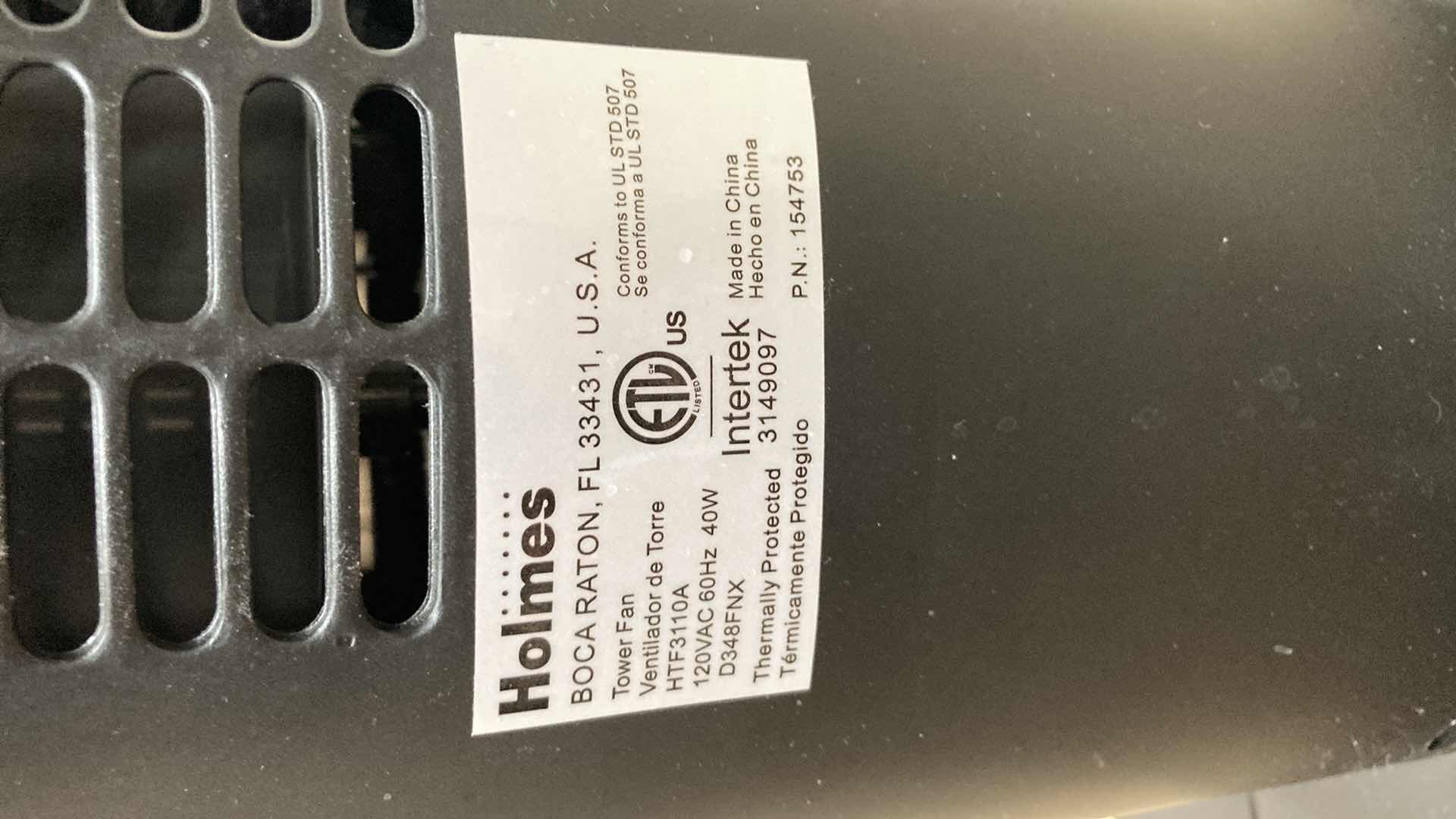 Photo 6 of HOLMES OSCILLATING TOWER FAN MODEL HTF3110A
