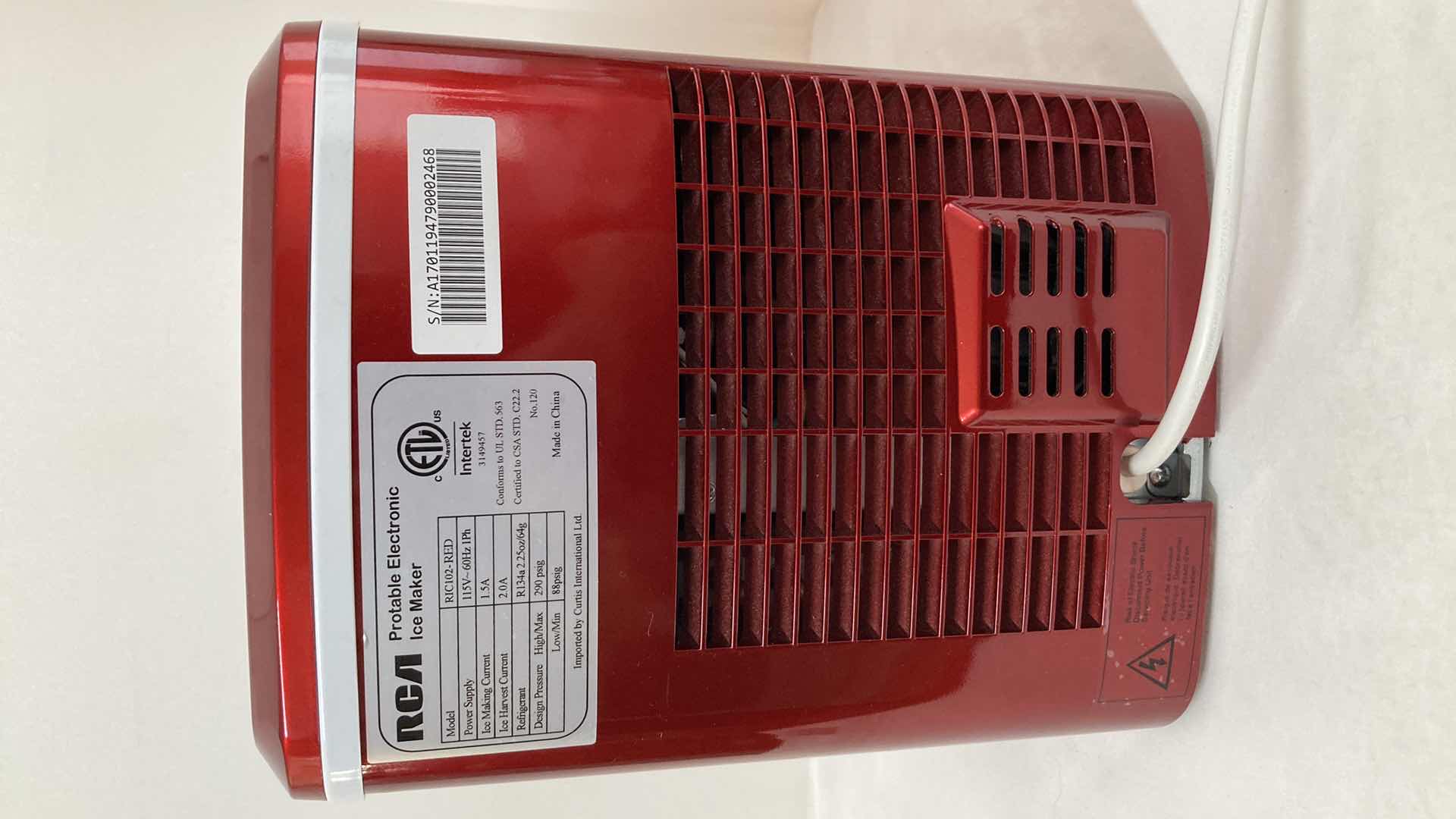 Photo 6 of RCA PORTABLE ICE MAKER MODEL RIC102-RED