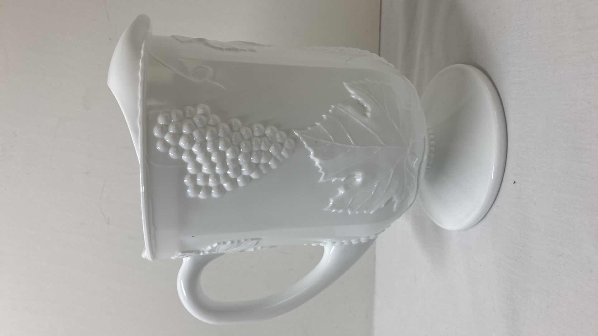 Photo 1 of MILK GLASS GRAPEVINE PITCHER