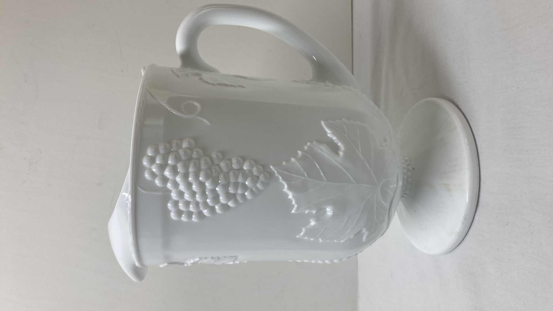 Photo 3 of MILK GLASS GRAPEVINE PITCHER