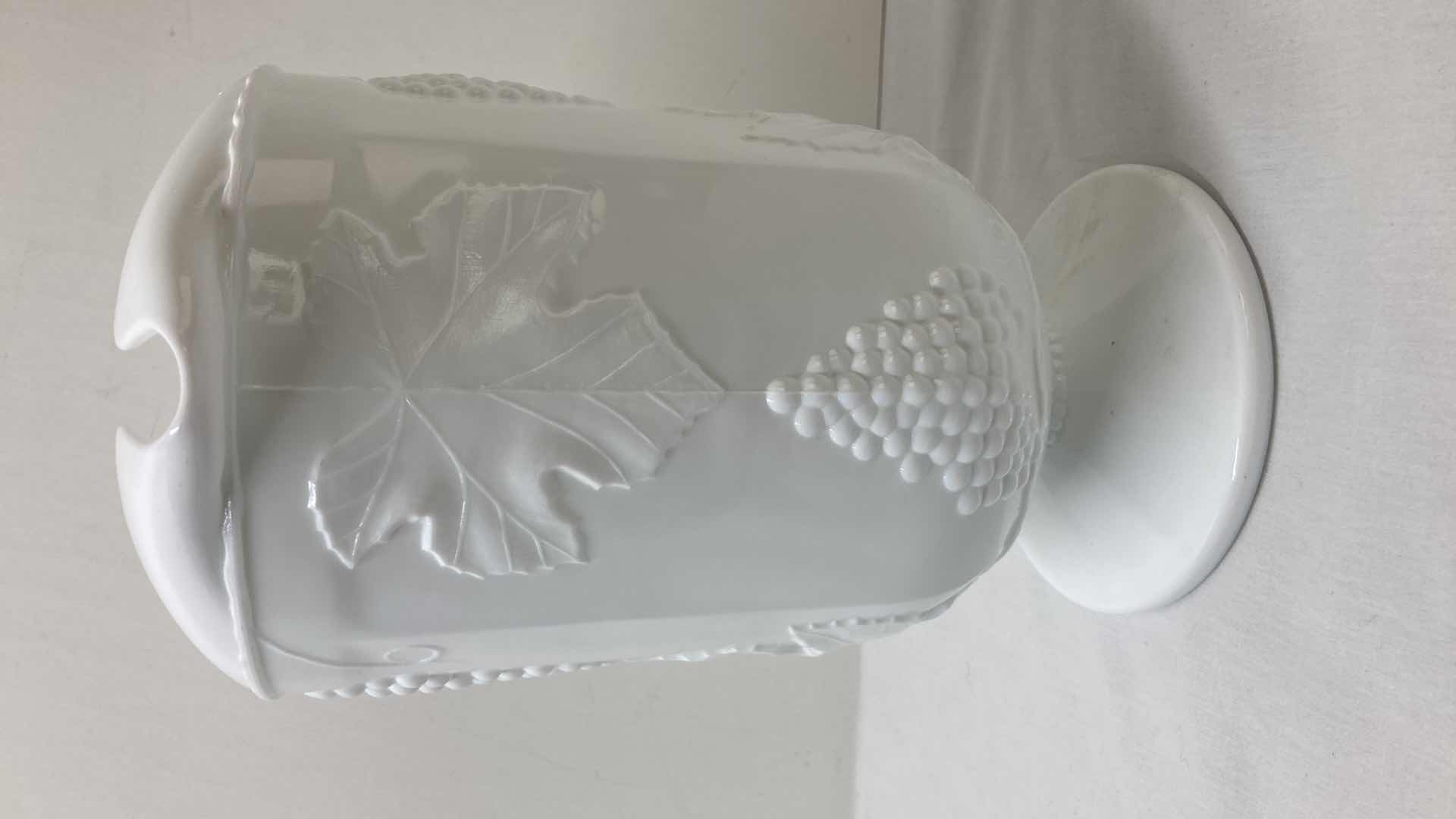 Photo 2 of MILK GLASS GRAPEVINE PITCHER