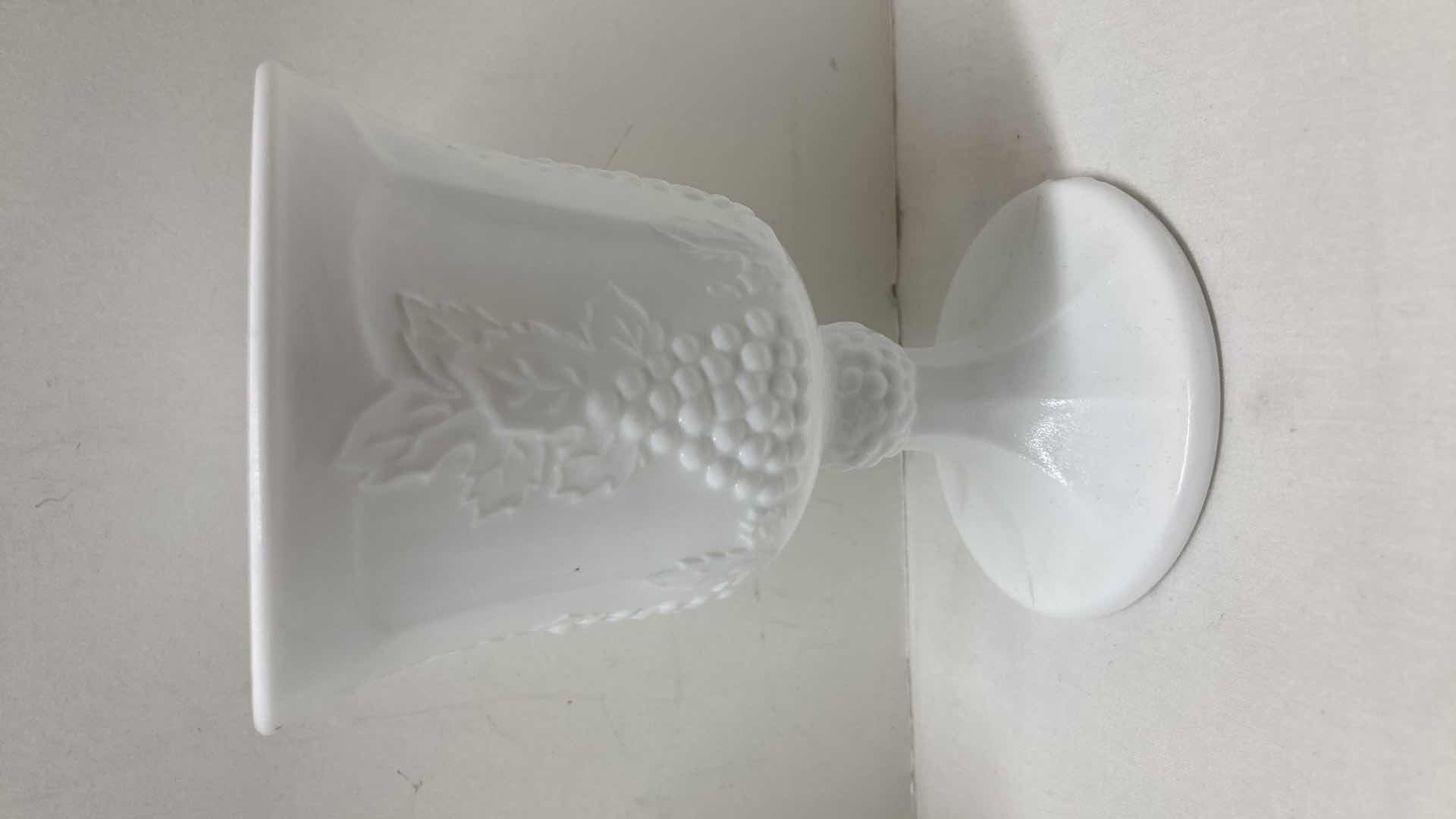 Photo 4 of MILK GLASS GRAPE VINE GOBLET SET (11)