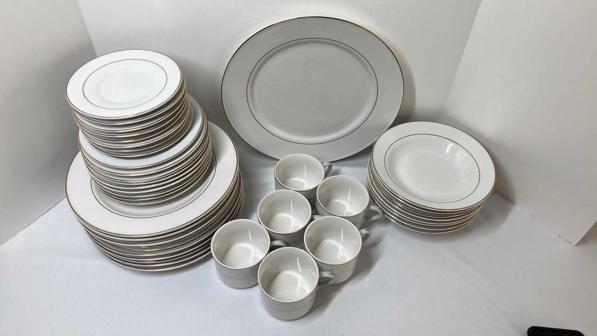 Photo 2 of GIBSON WHITE GOLD TRIM DISH SET (42)