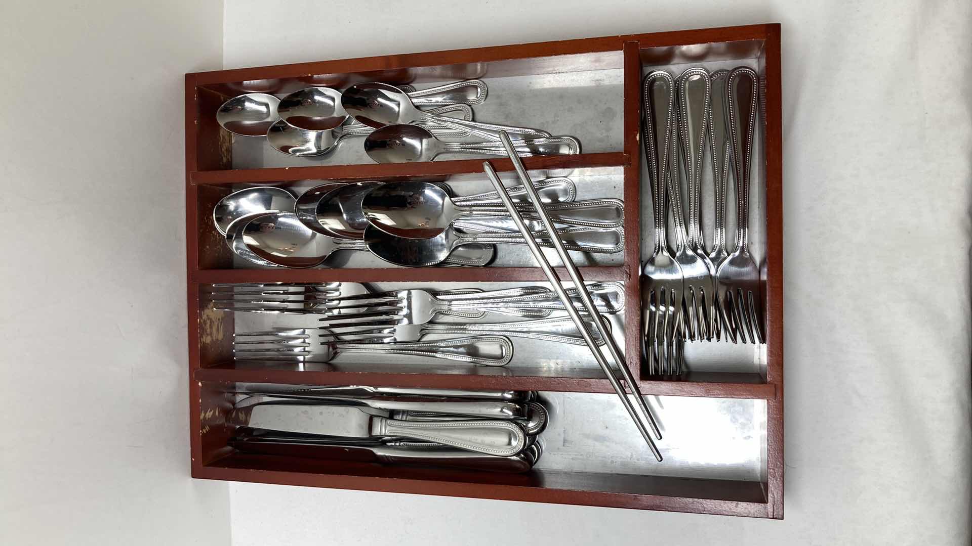 Photo 1 of FLATWARE STAINLESS STEEL SET W WOOD HOLDER