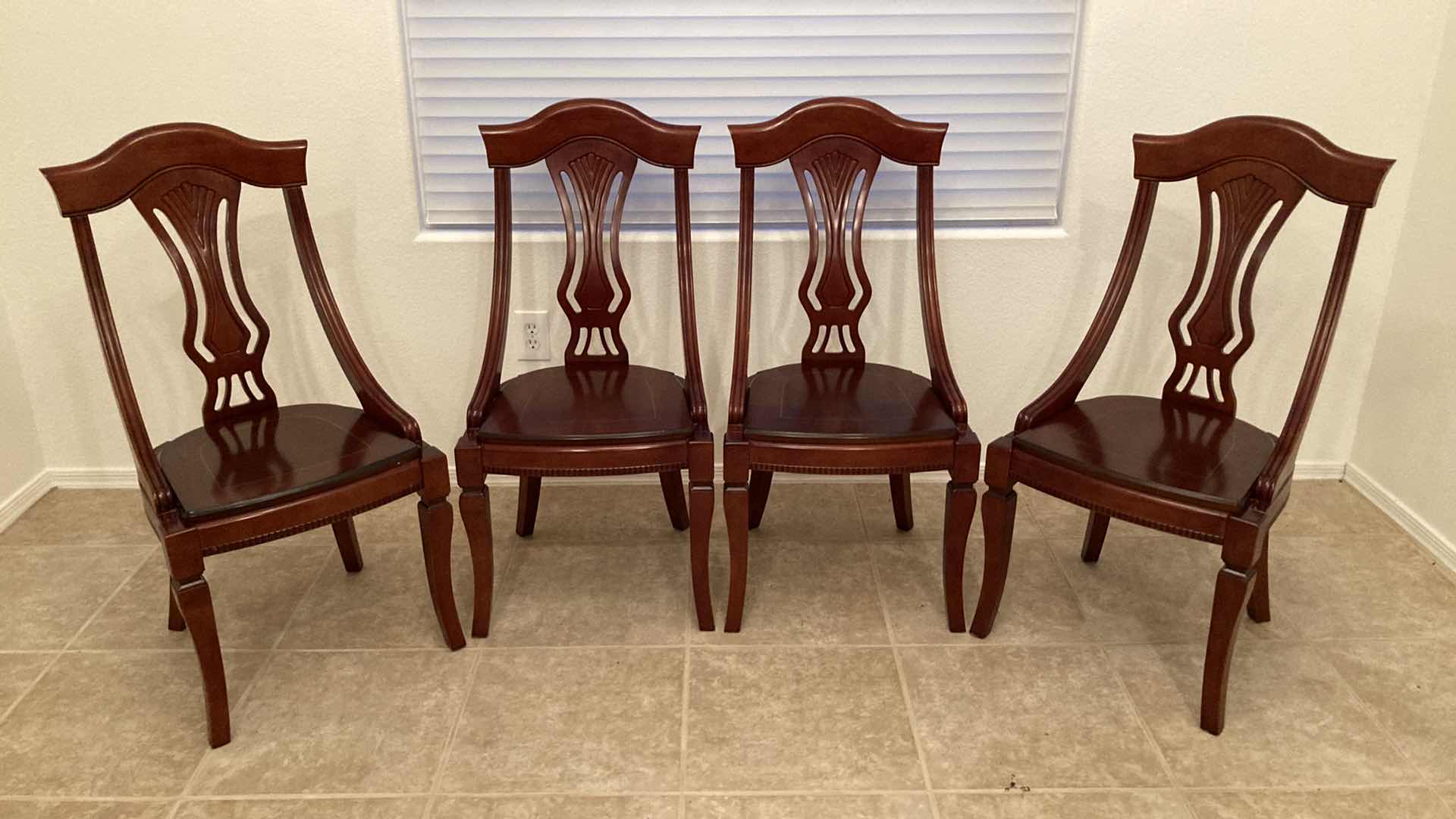 Photo 5 of MID-CENTURY CHERRYWOOD FINISH WOOD DINING TABLE 47” X 30” W CHAIRS (4) 19” X 17.5” H38”