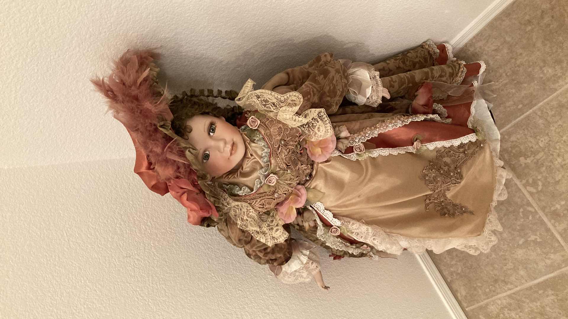 Photo 2 of VICTORIAN STYLE DOLL W STAND 20” X 41”
