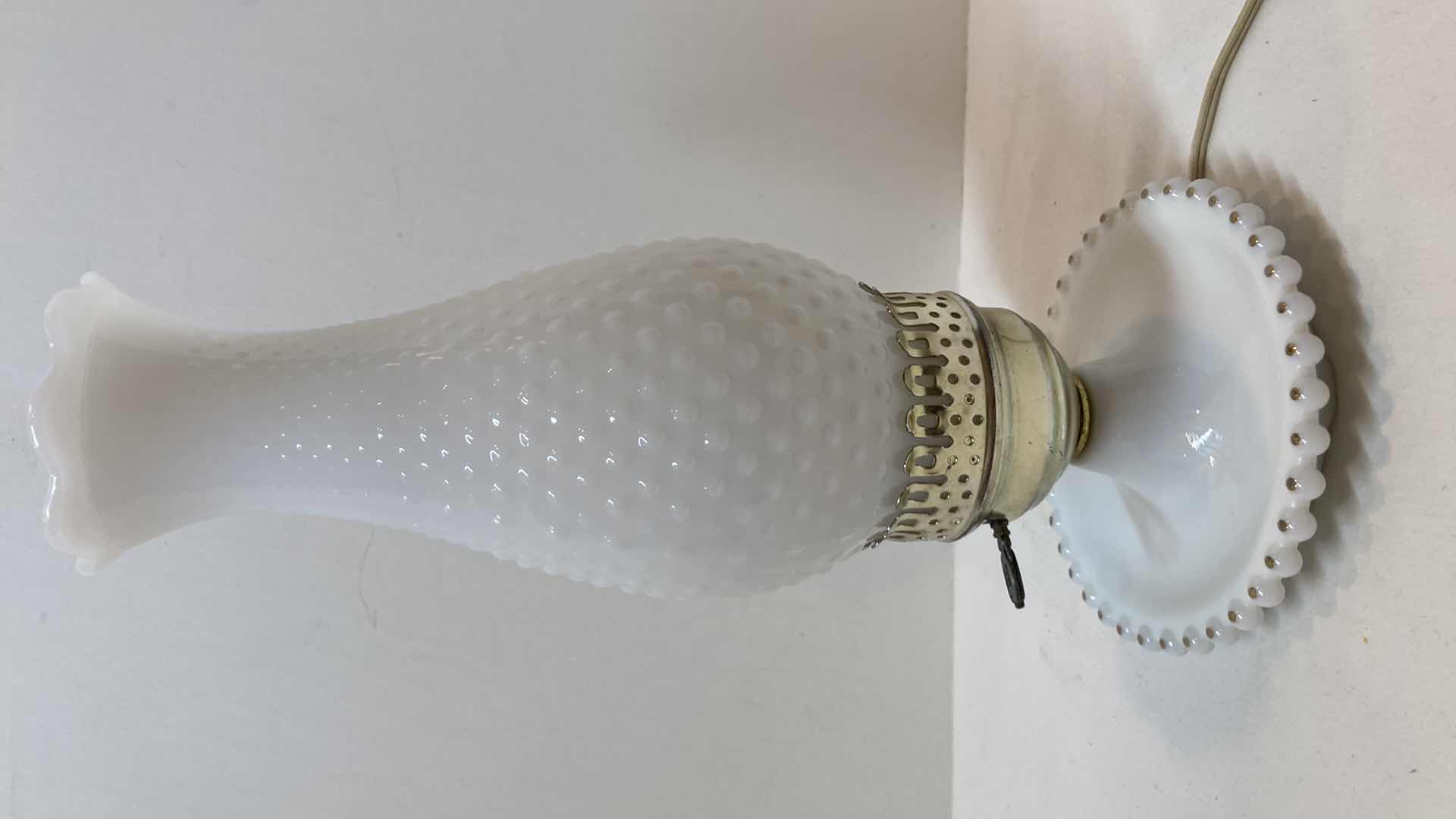 Photo 2 of LANTERN STYLE MILK GLASS TABLE LAMP 6” X 14”