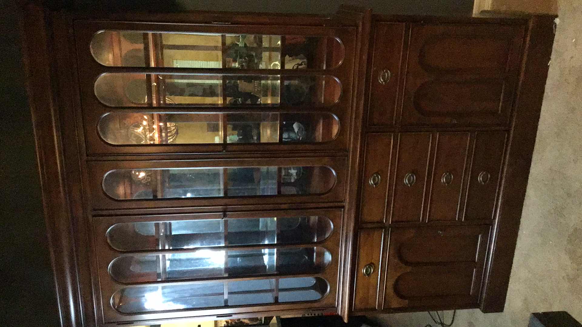 Photo 1 of LANE COUNTRY LIVING COLLECTION LIGHT UP CHINA HUTCH WITH MIRRORS 64” X 20” H89” 708-92