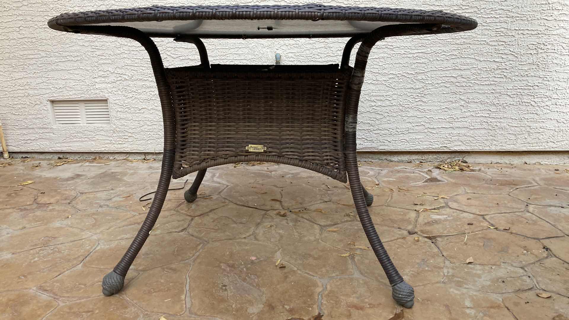 Photo 7 of BETTER HOMES BRUSHED BRONZE WOVEN PATIO TABLE 48” X 28” & CHAIRS 30” X 29” H38” (4) W OTTOMAN