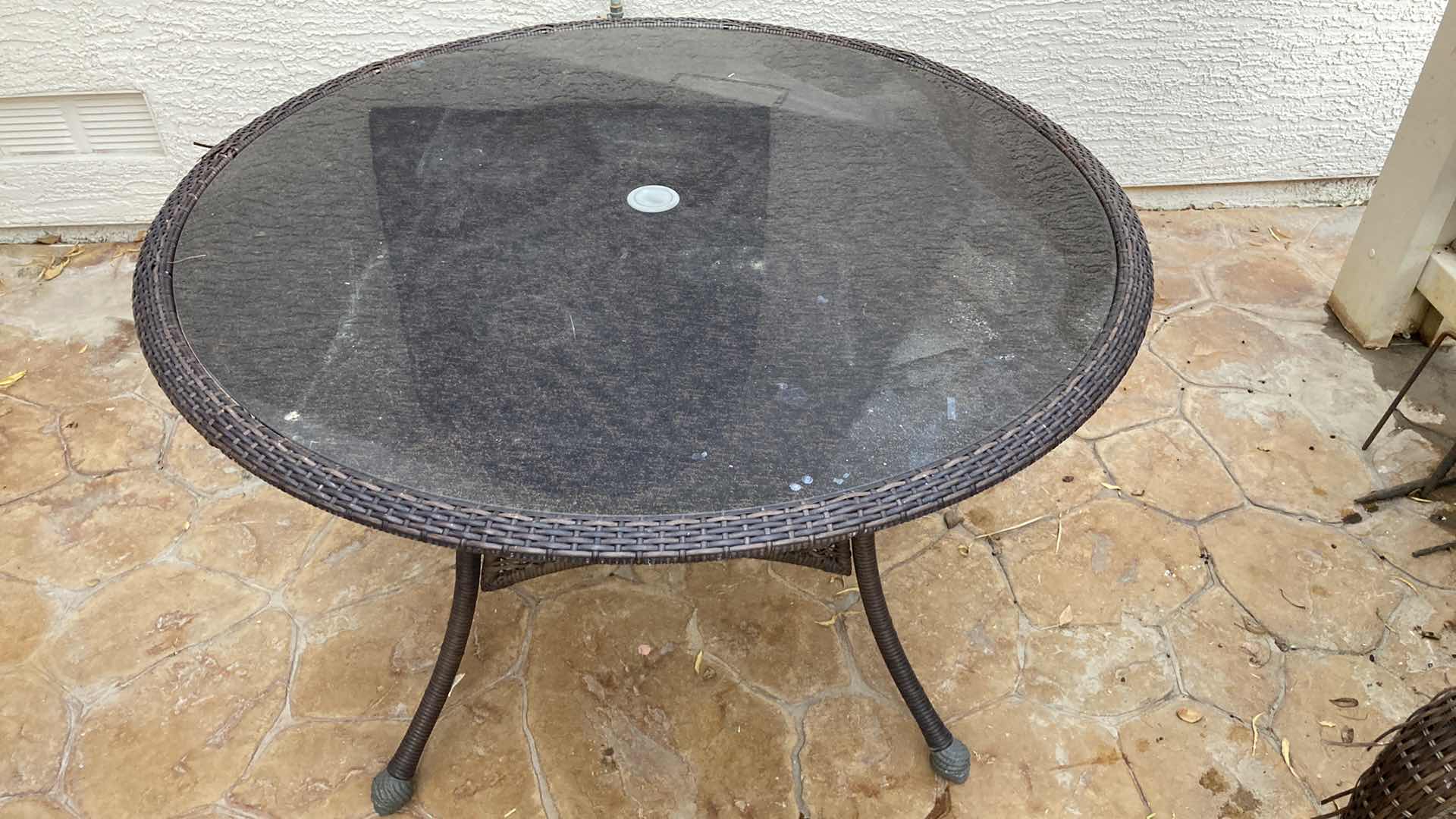 Photo 6 of BETTER HOMES BRUSHED BRONZE WOVEN PATIO TABLE 48” X 28” & CHAIRS 30” X 29” H38” (4) W OTTOMAN