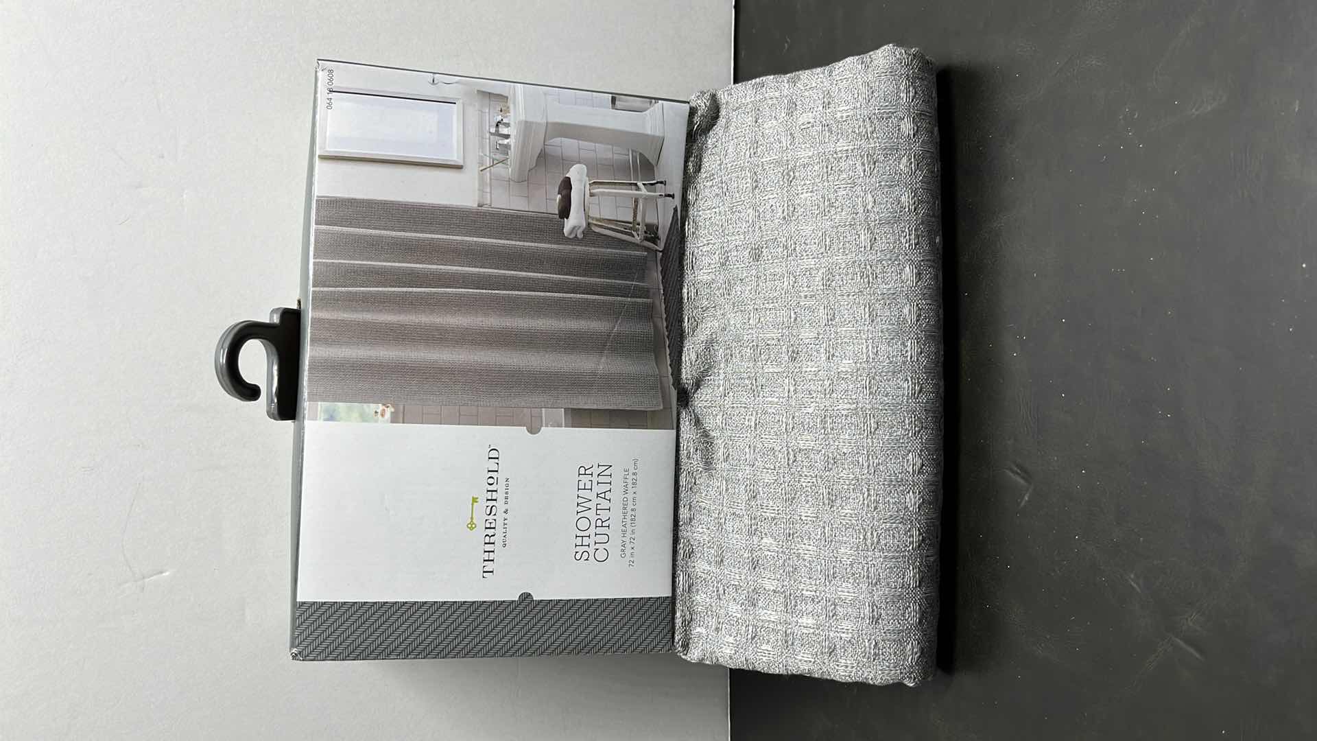 Photo 1 of NEW THRESHOLD GRAY HEATHERED WAFFLE SHOWER CURTAIN 72” X 72”