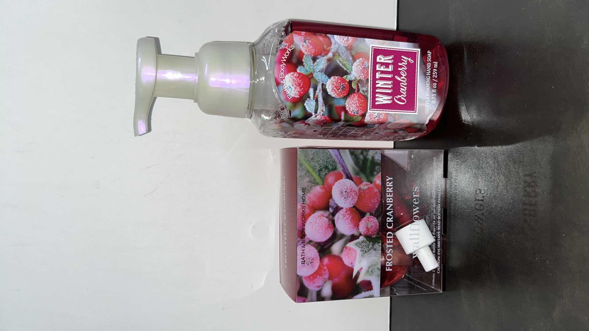 Photo 1 of NEW BATH & BODY WORKS FROSTED CRANBERRY WALLFLOWERS HOME FRAGRANCE REFILL 2-PACK & WINTER CRANBERRY GENTLE FOAMING HAND SOAP