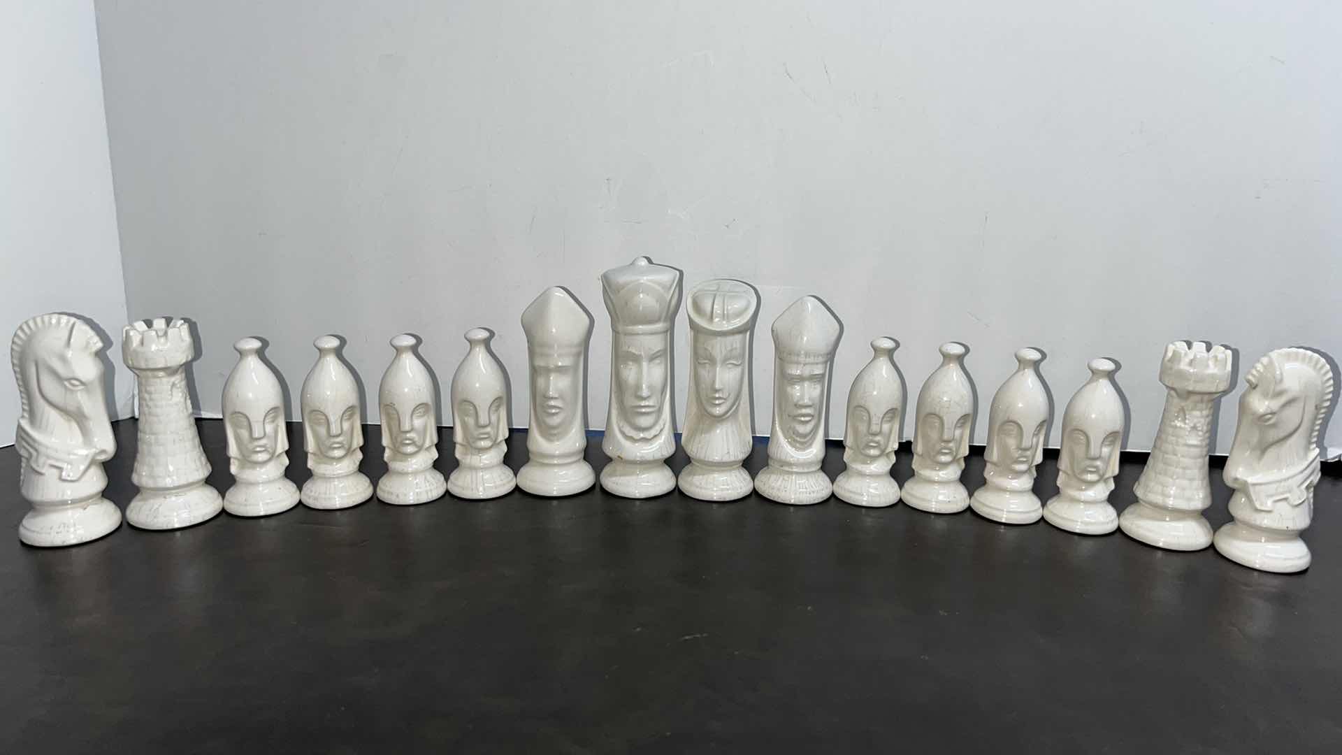 Photo 3 of CERAMIC CHESS PIECES, BLUE & WHITE (32 PCS)