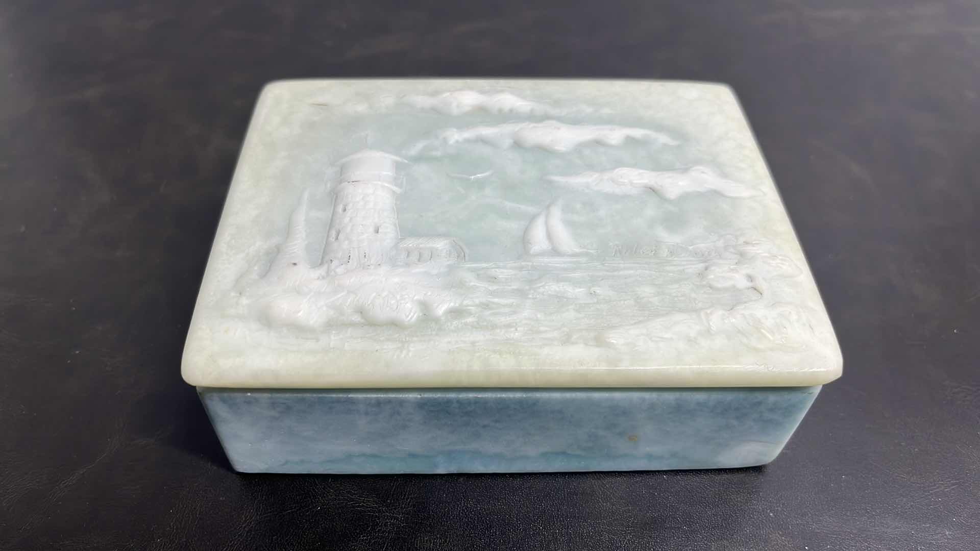 Photo 1 of DESIGN GIFTS INT’L SOAPSTONE LIGHTHOUSE TRINKET BOX 4.25” X 5.5” H2”