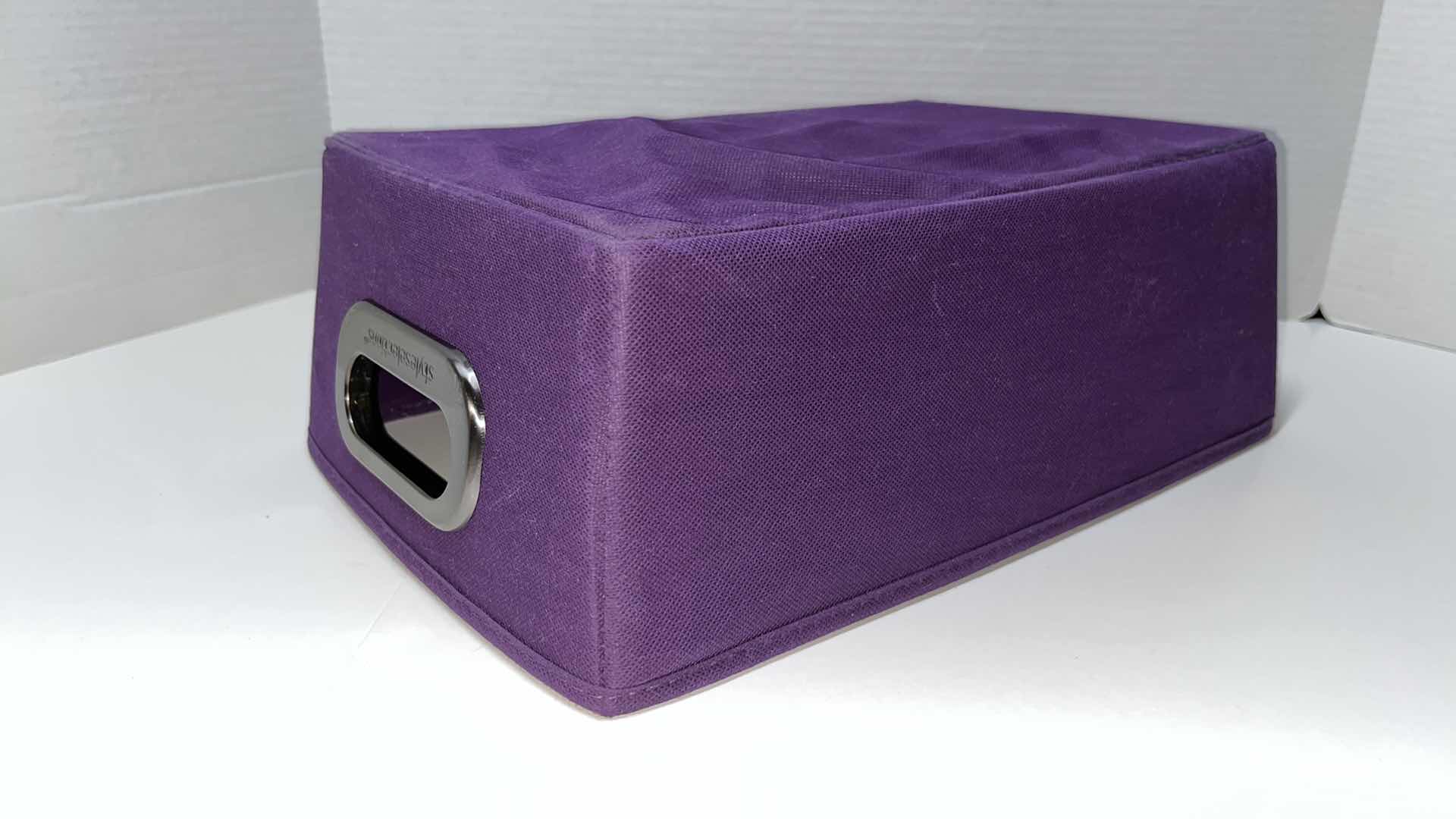 Photo 5 of STYLE SELECTIONS SOLID PURPLE FABRIC STACKABLE BIN 9.5” X 14.25” H5”(3) MODEL #HD-138463A