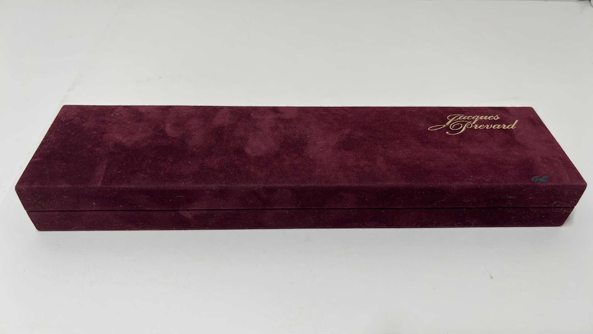 Photo 3 of JACQUES PREVARD LADIES 14K GOLD QUARTZ WRIST WATCH IN ORIGINAL BOX, .25” X 6.5”L