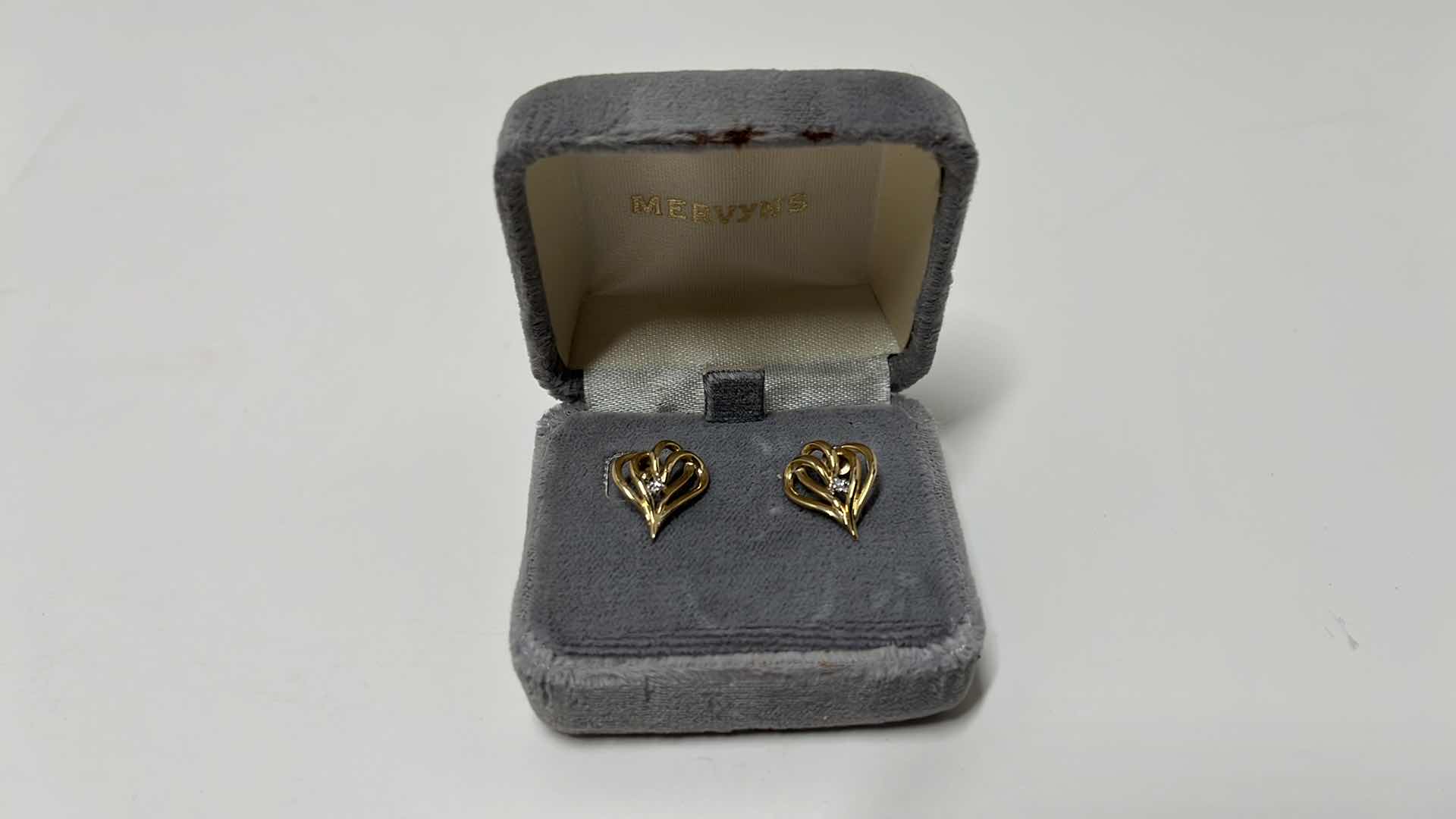 Photo 1 of VINTAGE 0.30 CTW ROUND CUT MOISSANITE HEART STUD EARRINGS 14K GOLD PLATED