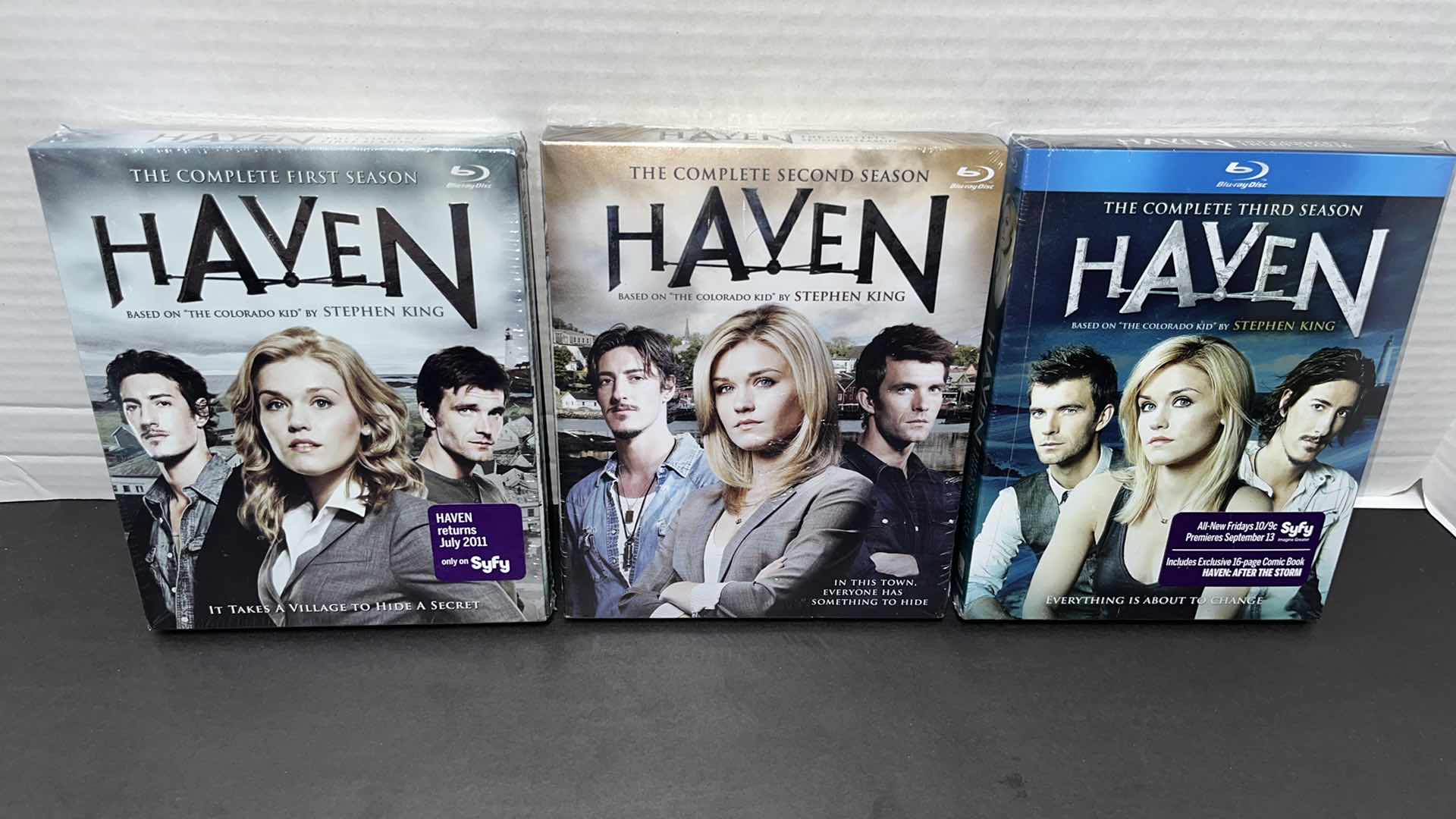 Photo 1 of NEW HAVEN SEASONS 1-3 BLU RAY DISC SETS, BASED ON “THE COLORADO KID” BY STEPHEN KING