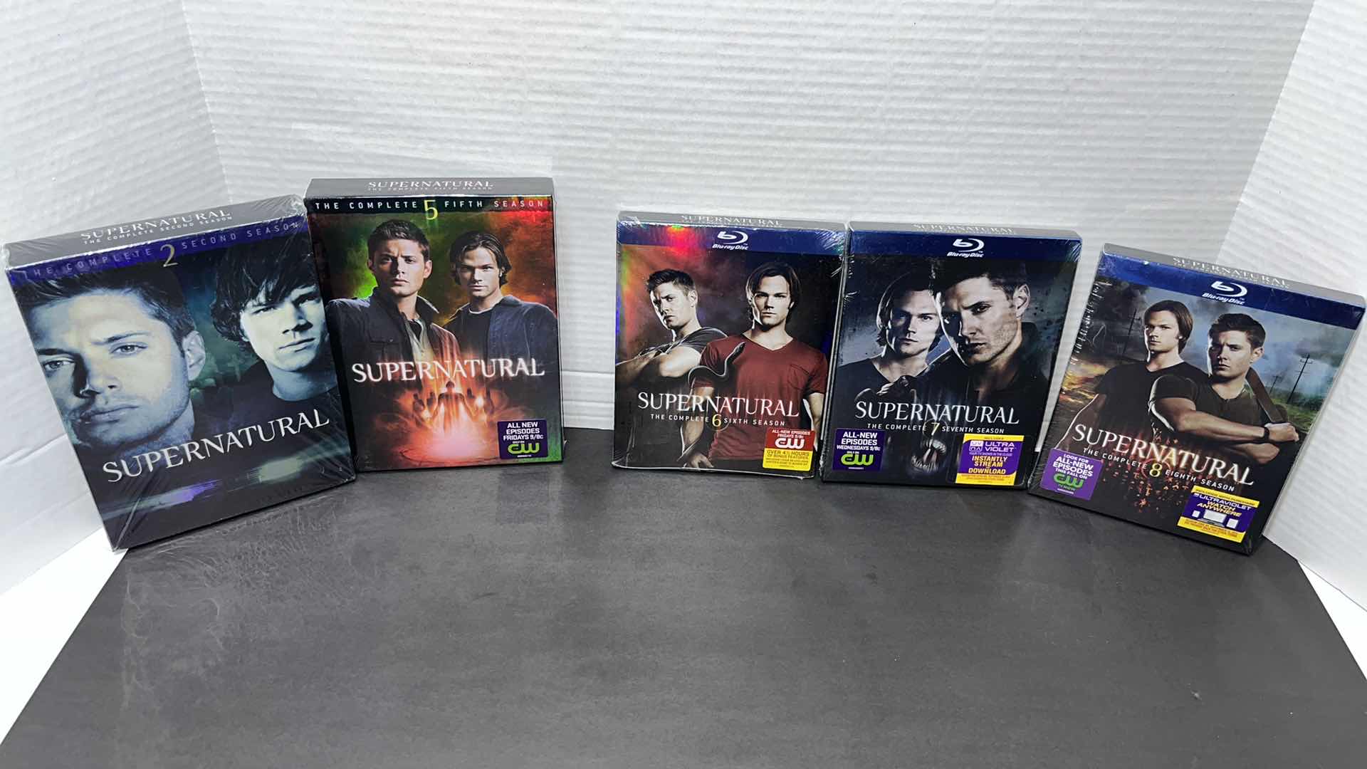 Photo 1 of NEW SUPERNATURAL SEASON 2 & 5 DVD DISC SETS (2), & SEASON 6, 7, 8 BLU RAY DISC SETS (3)