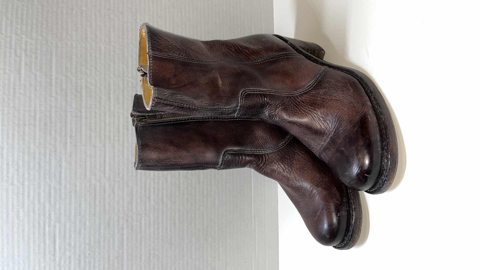 Photo 1 of FRYE HEELED BROWN BOOTS, (WOMENS SIZE 9)