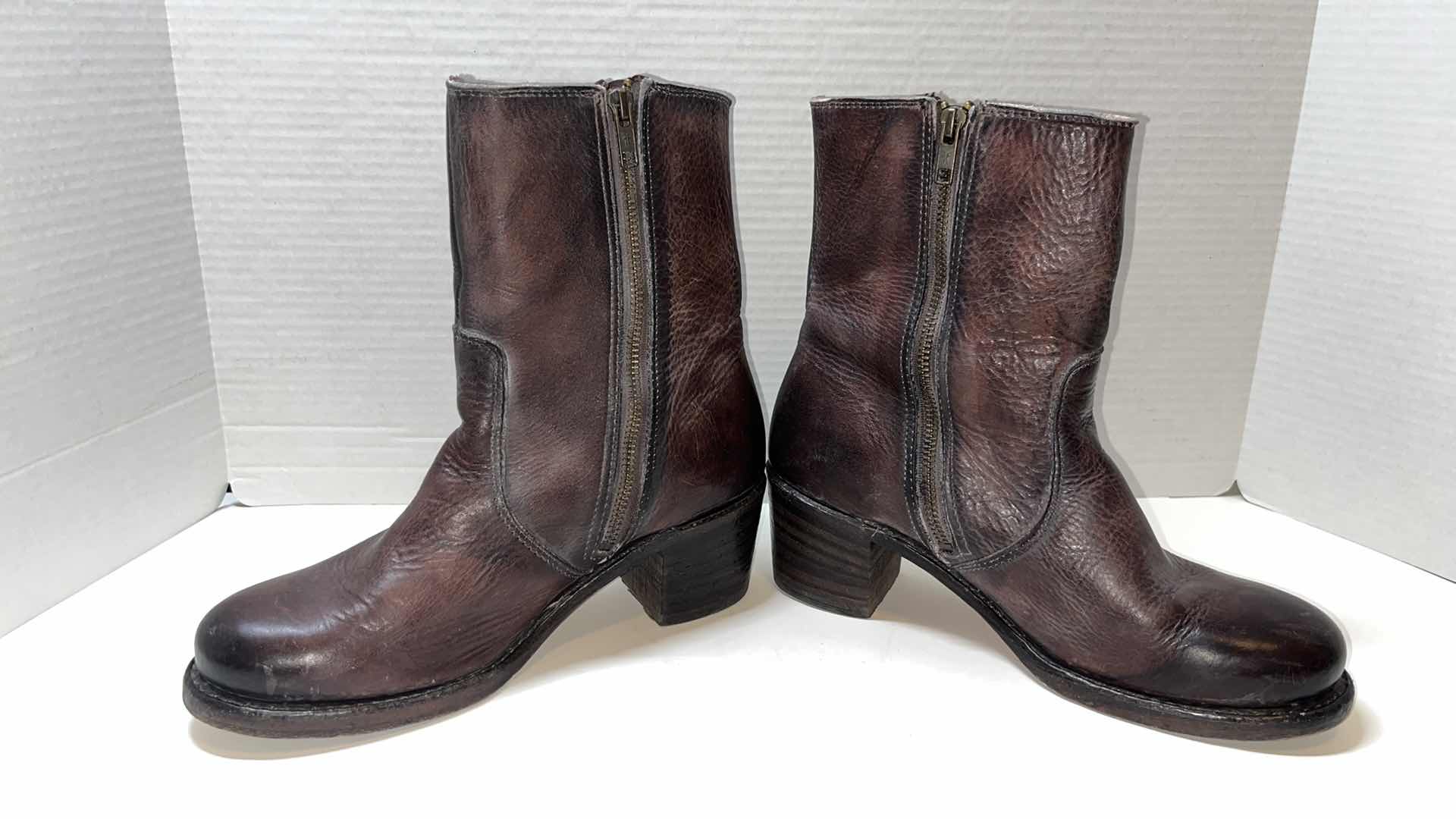Photo 3 of FRYE HEELED BROWN BOOTS, (WOMENS SIZE 9)