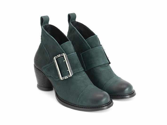 Photo 1 of JOHN FLUEVOG PORTER BUCKLED ANKLE BOOT, PEACOCK (WOMENS SIZE 8.5)