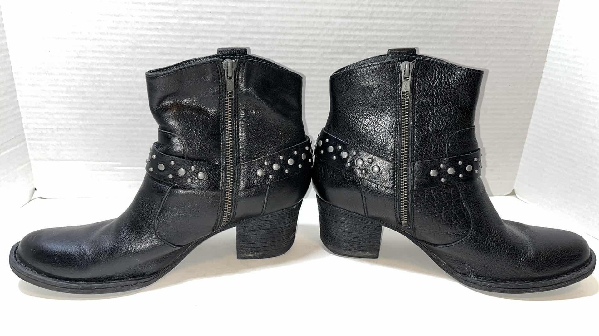 Photo 2 of BORN SLATER STUDDED HARNESS BOOTS, BLACK  (WOMENS SIZE 9)