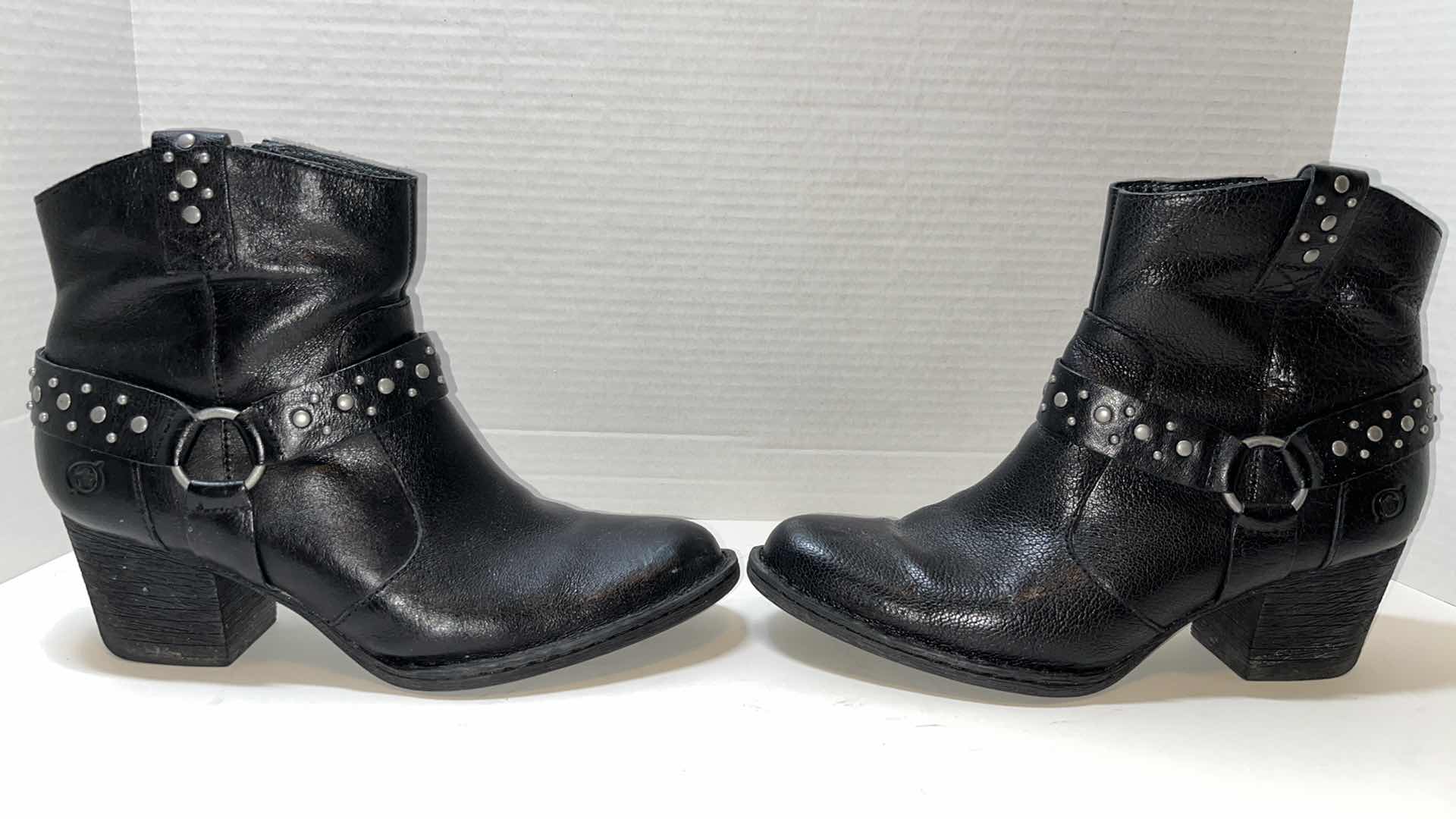 Photo 3 of BORN SLATER STUDDED HARNESS BOOTS, BLACK  (WOMENS SIZE 9)