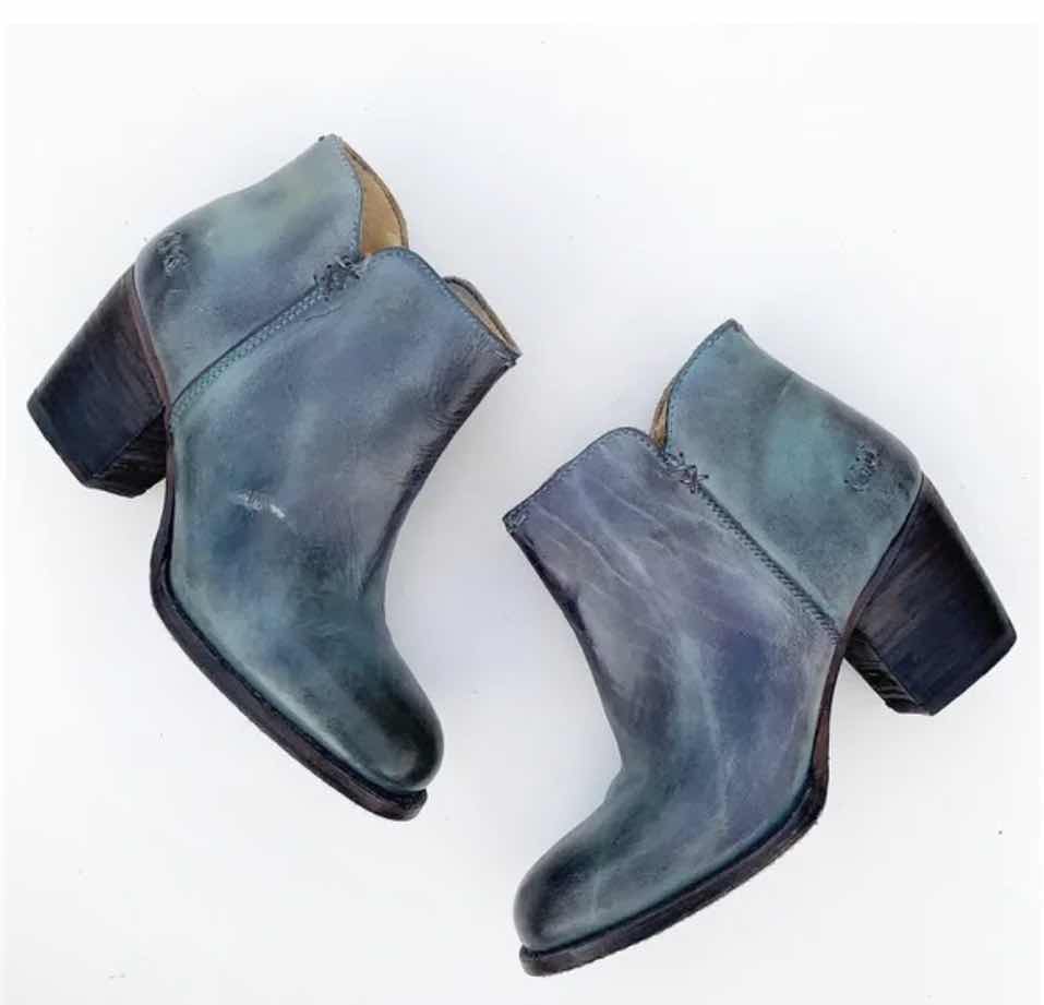 Photo 1 of BED STU YELL LEATHER ANKLE BOOTIES, BLUE (WOMENS SIZE 9)