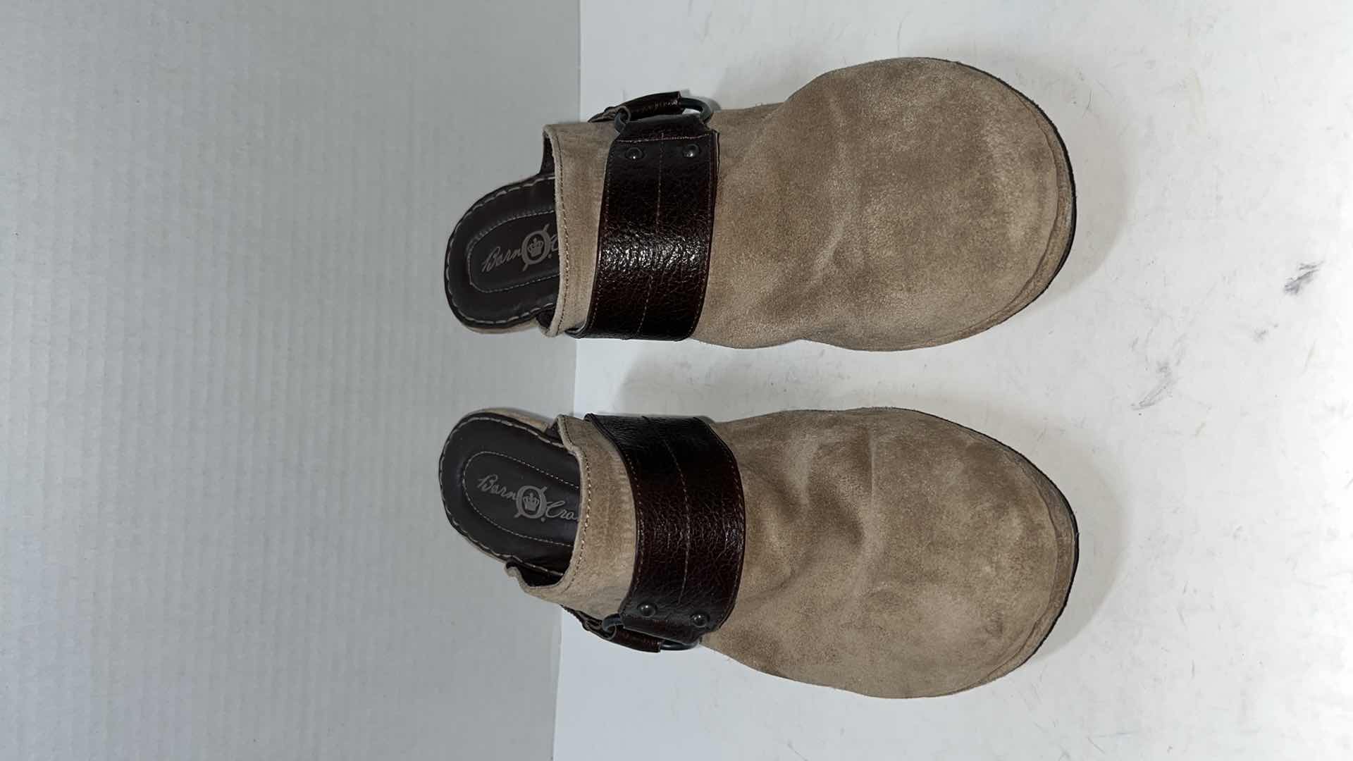 Photo 5 of BORN CROWN HARNESS SUEDE SLIP-ON CLOGS, TAN (WOMENS SIZE 9)