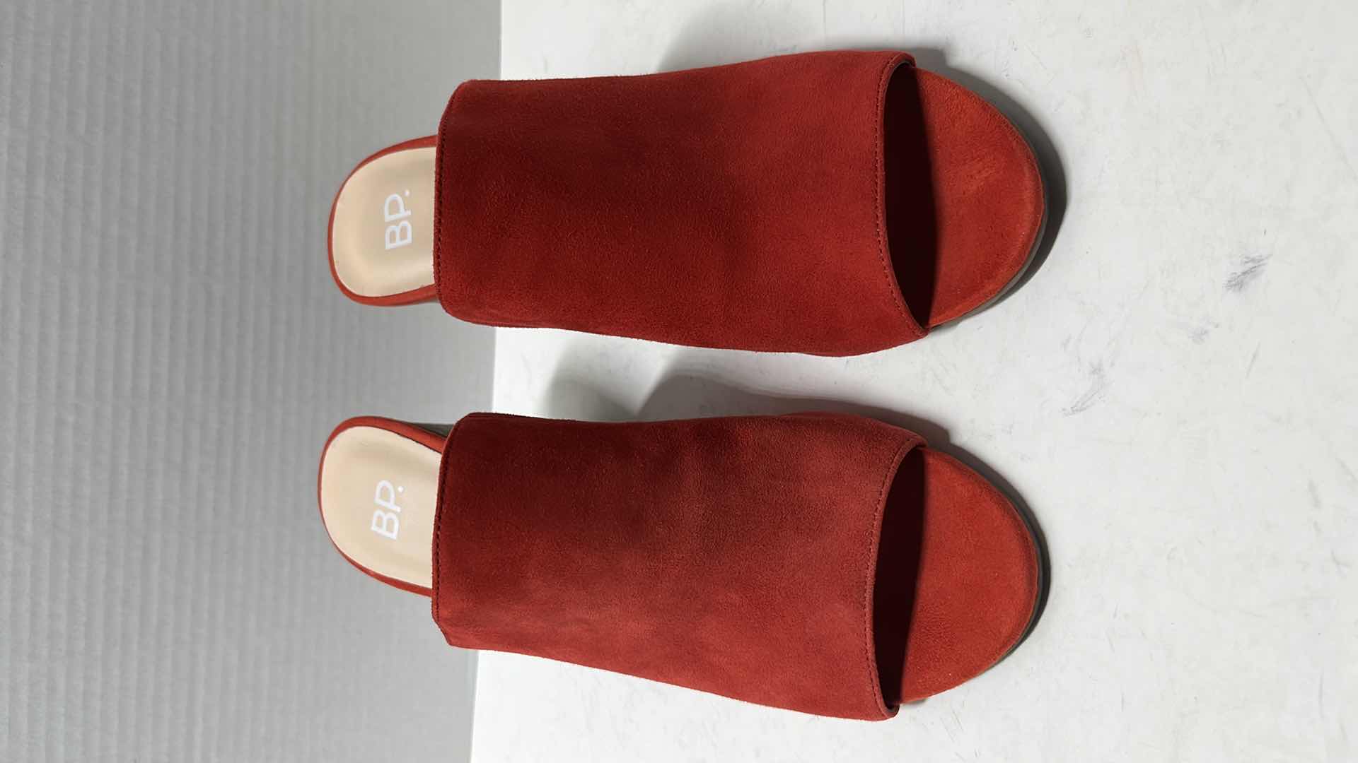 Photo 5 of NORDSTROM BP TAKE 2 BLOCK HEEL SUEDE MULES, RED (WOMENS SIZE 9)