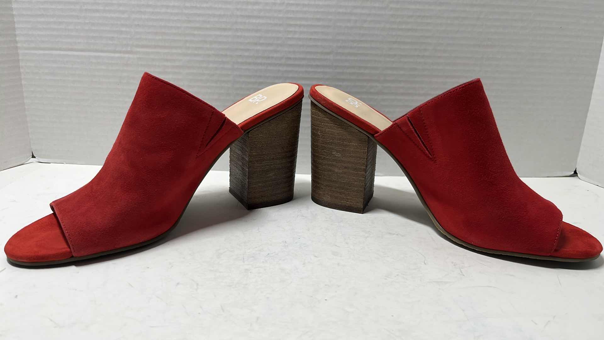 Photo 4 of NORDSTROM BP TAKE 2 BLOCK HEEL SUEDE MULES, RED (WOMENS SIZE 9)