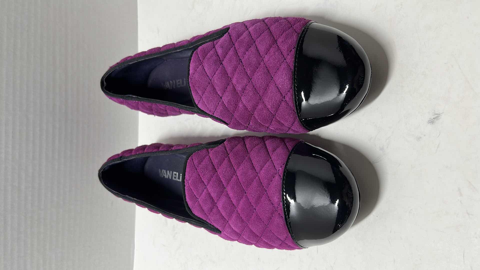 Photo 5 of VAN ELi BRUCIE QUILTED SUEDE SLIP-ON LOAFER, FUCHSIA PURPLE/BLACK PATENT (WOMENS SIZE 9.5)