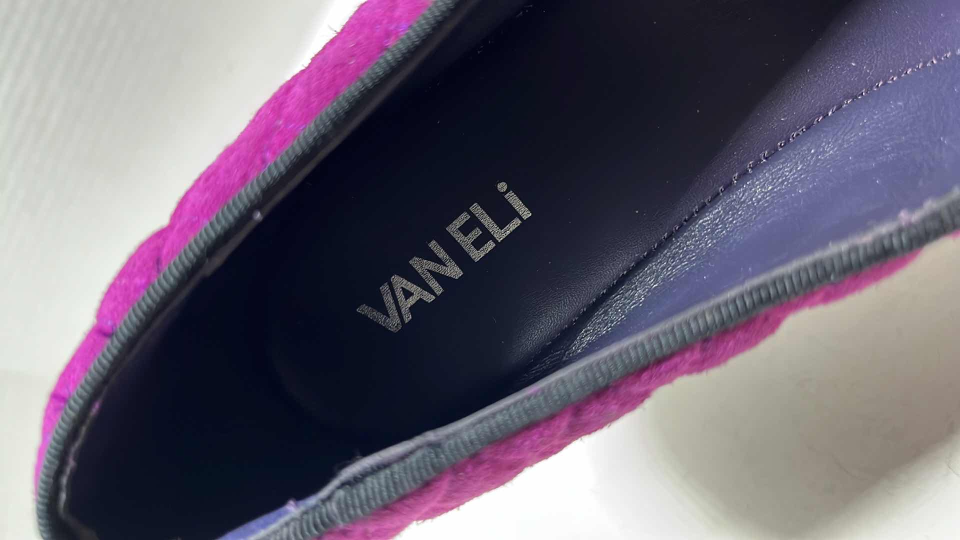Photo 8 of VAN ELi BRUCIE QUILTED SUEDE SLIP-ON LOAFER, FUCHSIA PURPLE/BLACK PATENT (WOMENS SIZE 9.5)