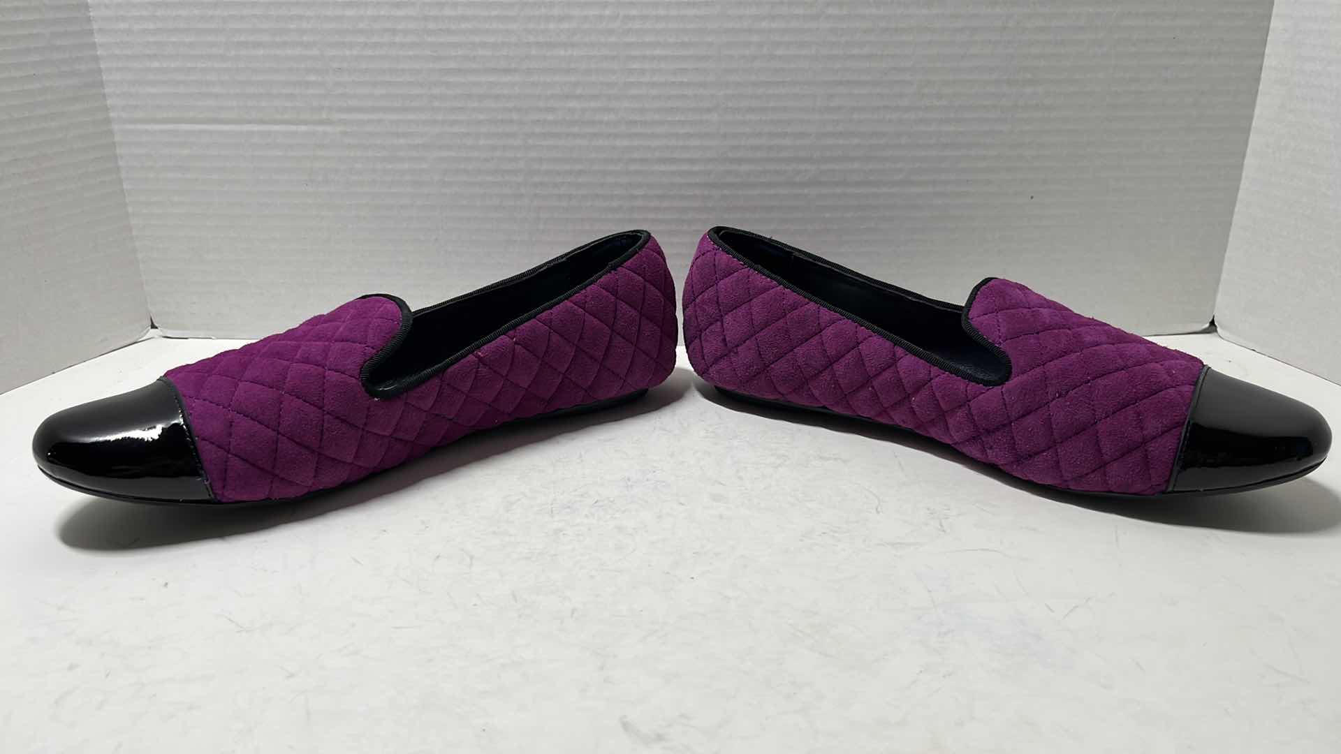 Photo 4 of VAN ELi BRUCIE QUILTED SUEDE SLIP-ON LOAFER, FUCHSIA PURPLE/BLACK PATENT (WOMENS SIZE 9.5)