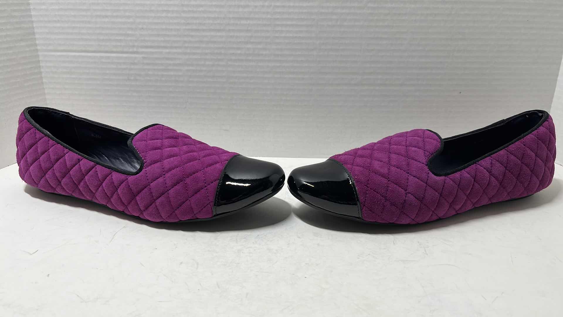 Photo 3 of VAN ELi BRUCIE QUILTED SUEDE SLIP-ON LOAFER, FUCHSIA PURPLE/BLACK PATENT (WOMENS SIZE 9.5)