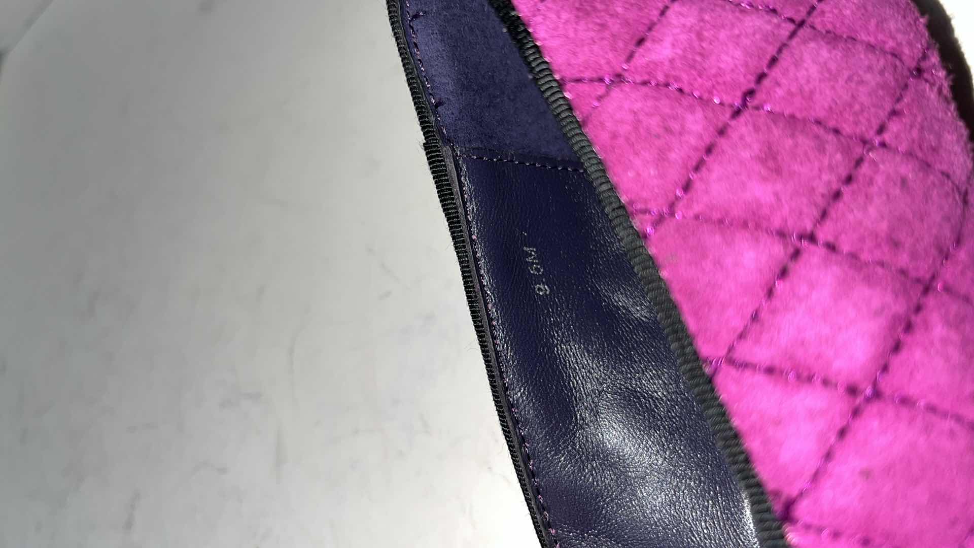 Photo 9 of VAN ELi BRUCIE QUILTED SUEDE SLIP-ON LOAFER, FUCHSIA PURPLE/BLACK PATENT (WOMENS SIZE 9.5)