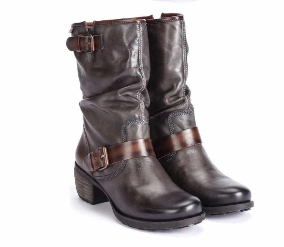Photo 1 of PIKOLINOS LE MANS BIKER MID-CALF BOOT, LEAD GREY/BROWN (WOMENS SIZE 39/8.5)