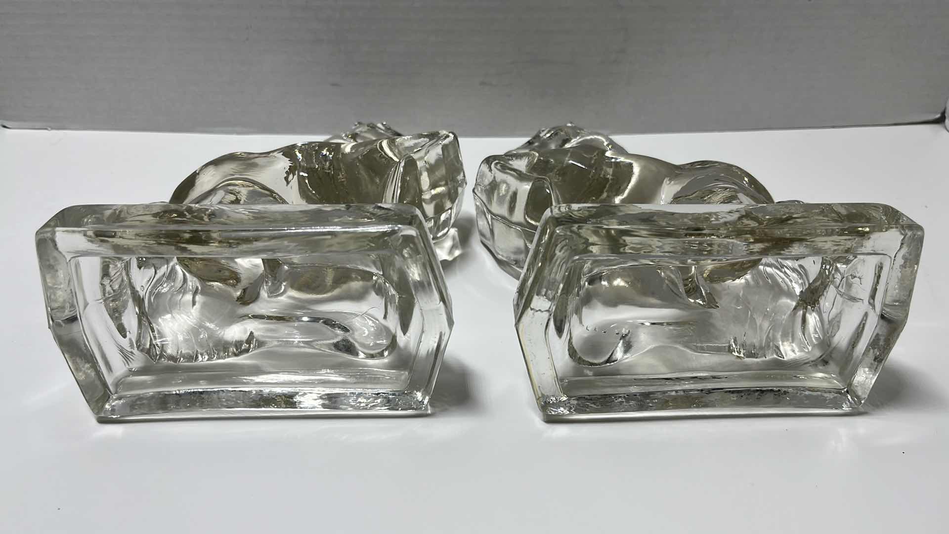 Photo 7 of VINTAGE MIDCENTURY L.E. SMITH HEAVY GLASS HORSE BOOKENDS (2)