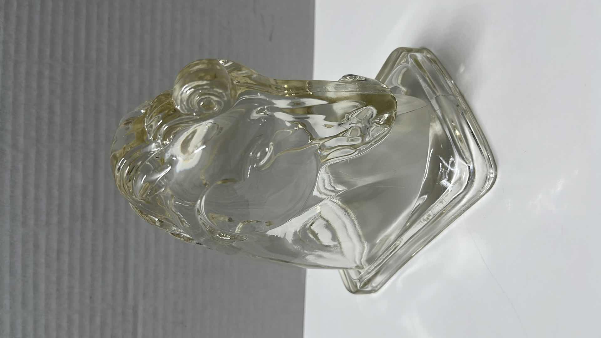 Photo 3 of VINTAGE MIDCENTURY CLEAR GLASS & FROSTED GLASS HORSE HEAD BOOKENDS, 3.25” X 4.75” H5.5” (2)